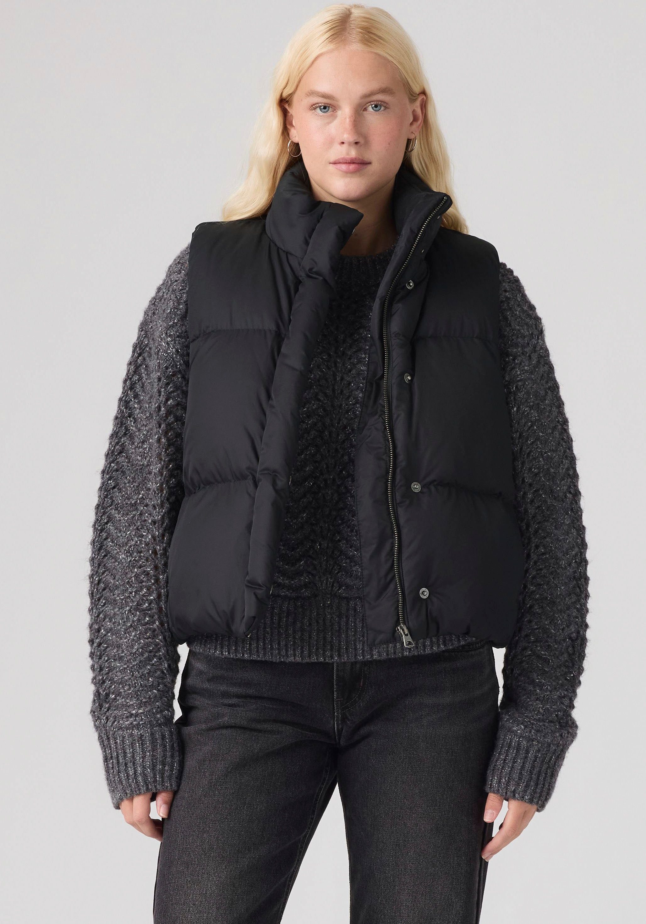 Levi's® Steppweste TATE BUBBLE PUFFER VEST Durchgehender Reißverschluss und Druckknopfverschluss