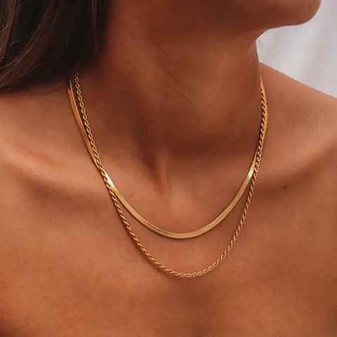 ENGELSINN Goldketten-Set Halskette im Set Gold gedreht inkl. Geschenkbox, Anlass Geburtstag, Muttertag