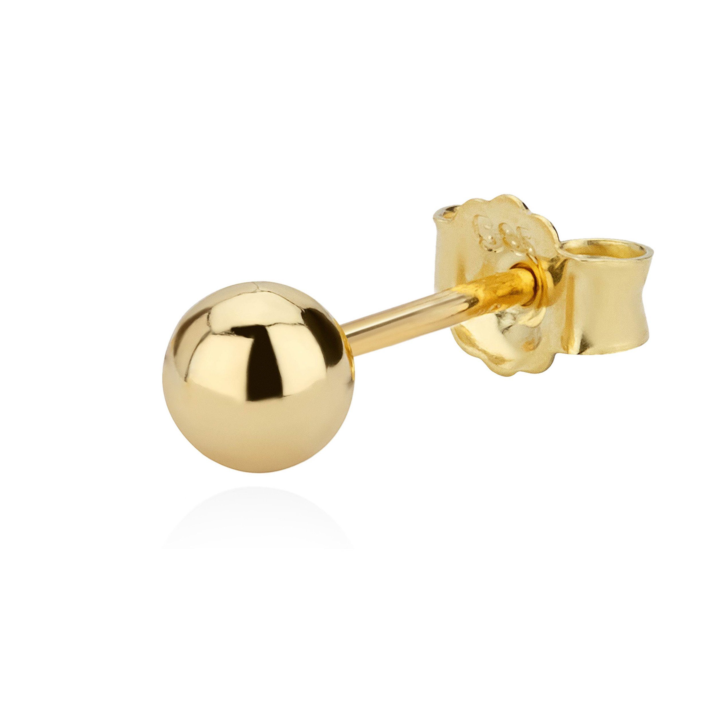 Single-Ohrstecker Single 4mm Kugel Ohrstecker 585 Gelbgold Ohrschmuck Ohrringe Kugelstec