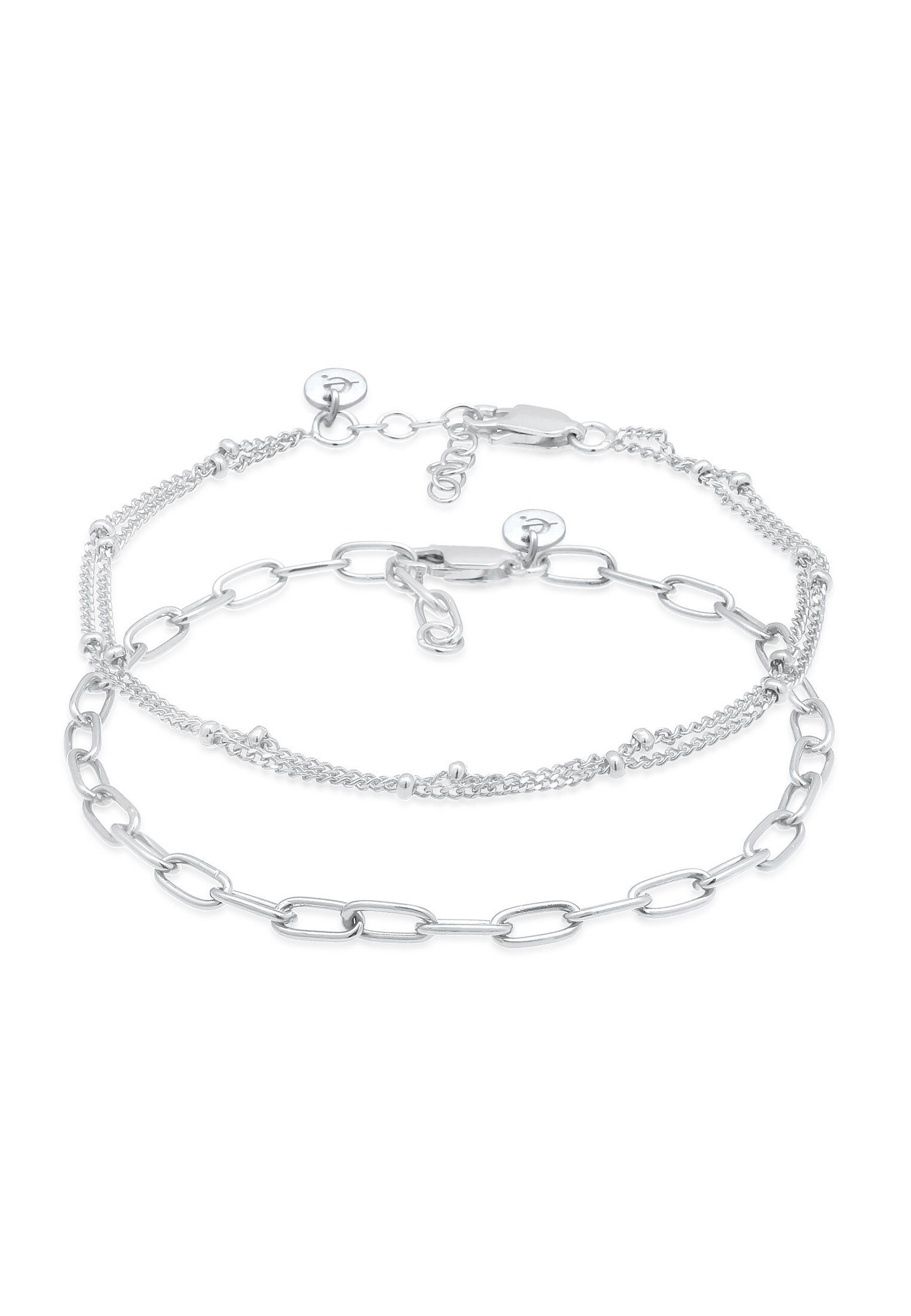 Kugel (2 vergoldet 925 Glieder Layer tlg) Premium Set Silber Elli Armband