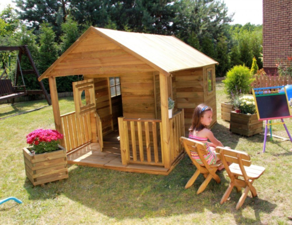 bv-vertrieb Spielhaus Kinderspielhaus Spielhaus Holz-Gartenhaus Spielhütte aus  Holz für Kinder - (3996)