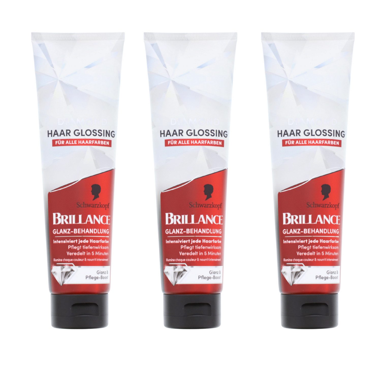 Schwarzkopf Haarmaske 3 x Schwarzkopf Brillance Haar Glossing je 150ml für jede Haarfarbe