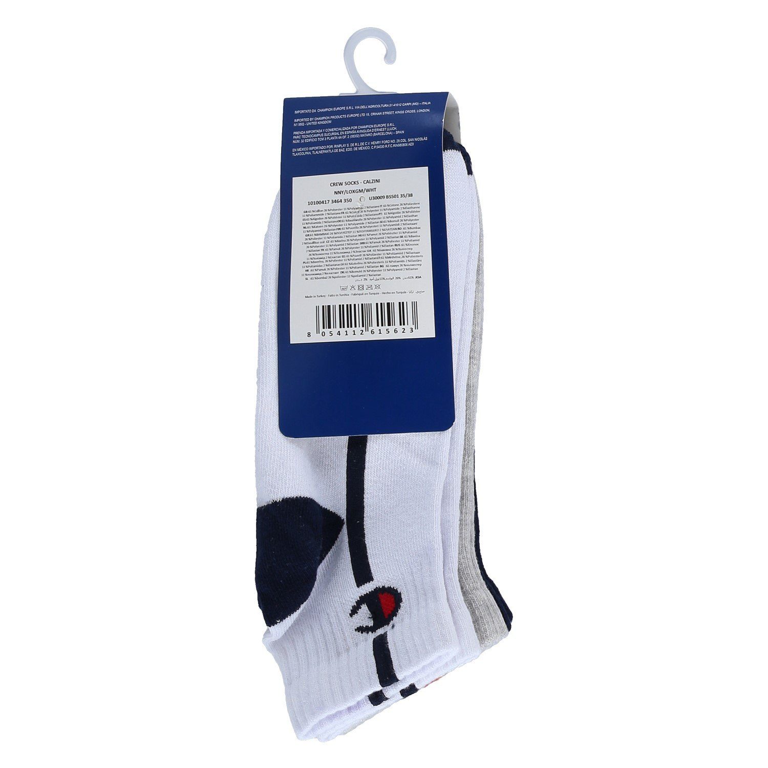 Champion Tennissocken (Baumwolle) Quarter C Logo-Print weiss/grau/navyblau Kinder - 3 Paar