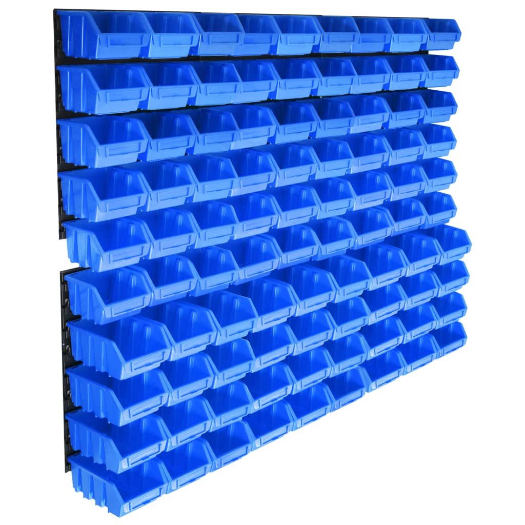 Werkzeugbox 96-tlg. Behälter-Set für Kleinteile mit Wandplatten Blau