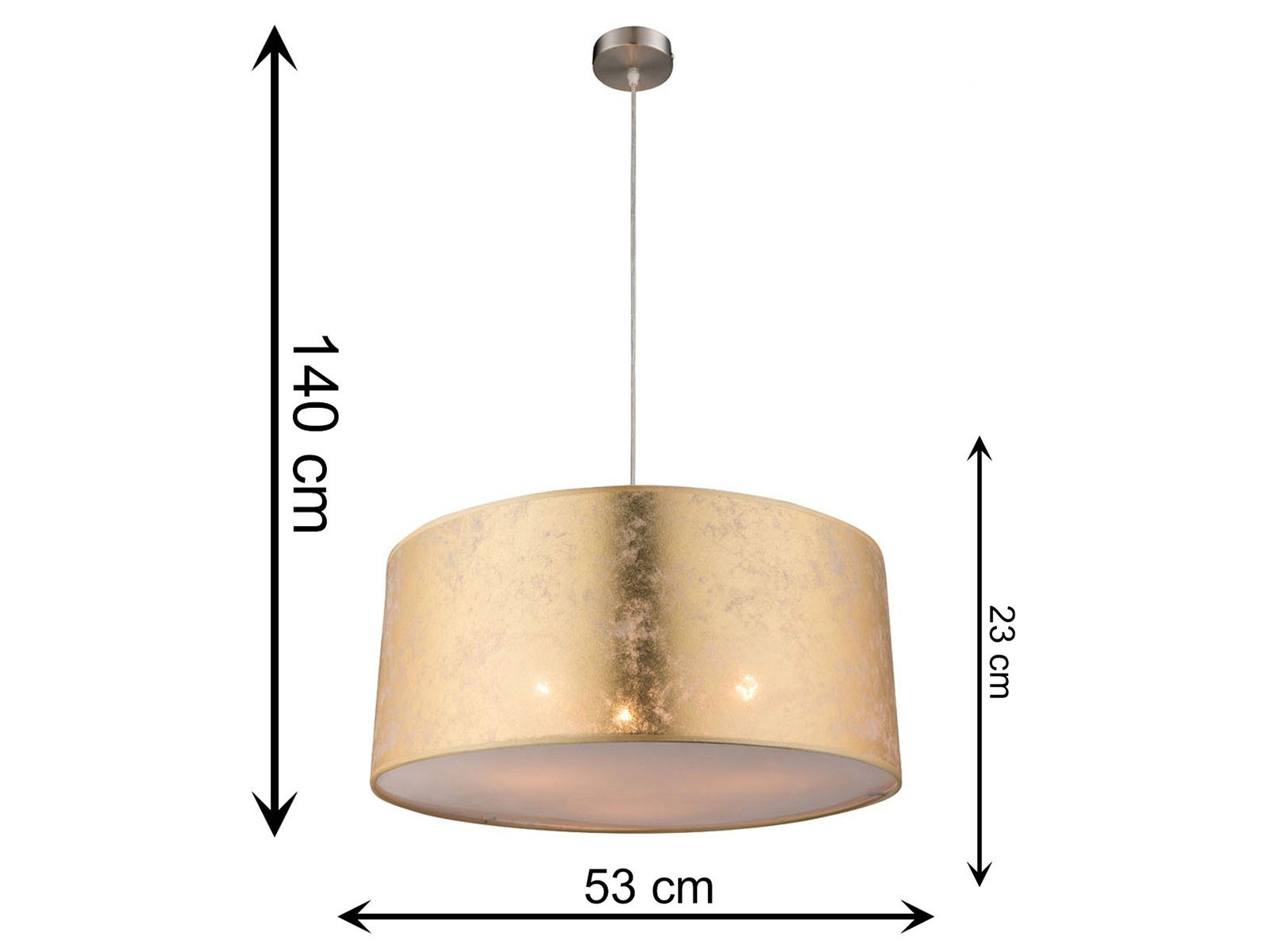 meineWunschleuchte LED & Bett LED Designer-lampen Esstisch groß-e hängend wechselbar, Pendelleuchte, Gold-en, über-n Ø53cm warmweiß