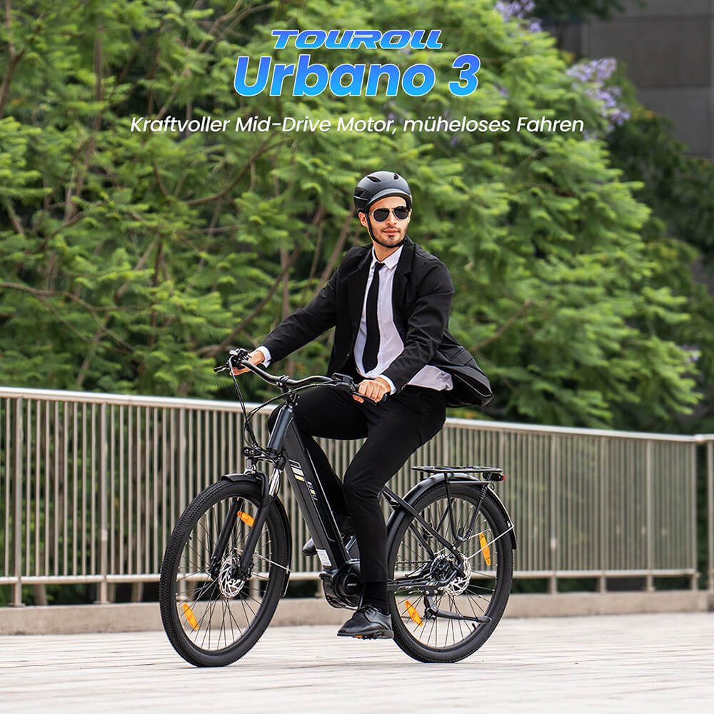 Touroll E-Bike Trekkingrad Urbano 3, 7 Gang, Kettenschaltung, Mittelmotor, 468 Wh, 25km/h, 250W/36V, 468Wh, 120km, Shimano 7‑Gang – Bild 2 von 5