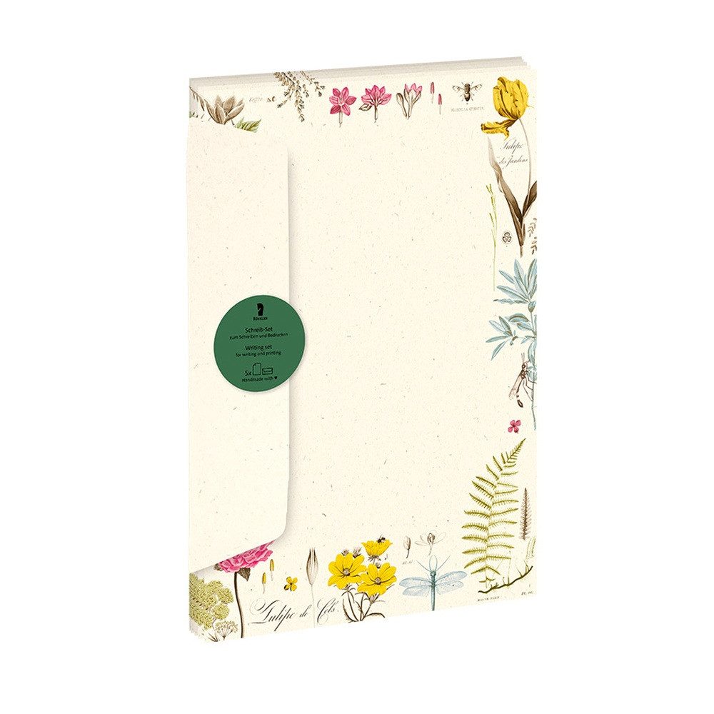 Rössler Briefpapier RÖSSLER Briefpapier Set Coloured Botanical 5 Blatt/5 Briefumschläge
