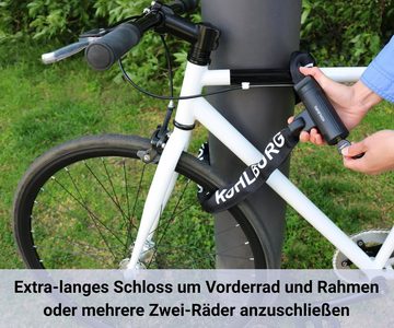 KOHLBURG Kettenschloss Sicherheits-Fahrradschloss 120 cm lang für E-Bike, Fahrrad & Motorrad, mit 8,3mm starker 4-Kantkette aus gehärtetem Spezialstahl
