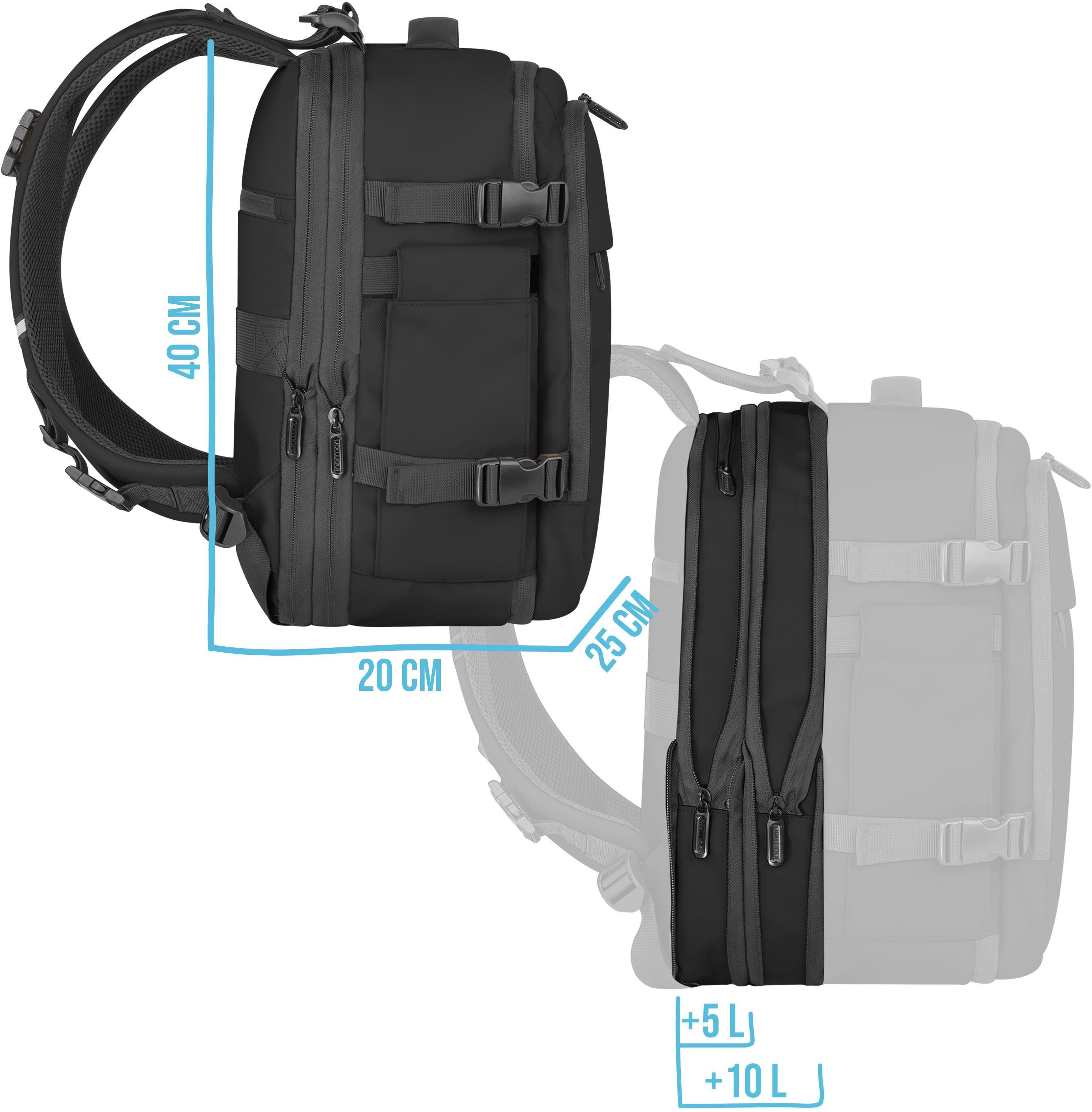normani Rucksack Erweiterbarer Handgepäck-Rucksack 20 Liter Nikaho, Underseat Bag aus wasserabweisendem Material – Bild 4 von 5