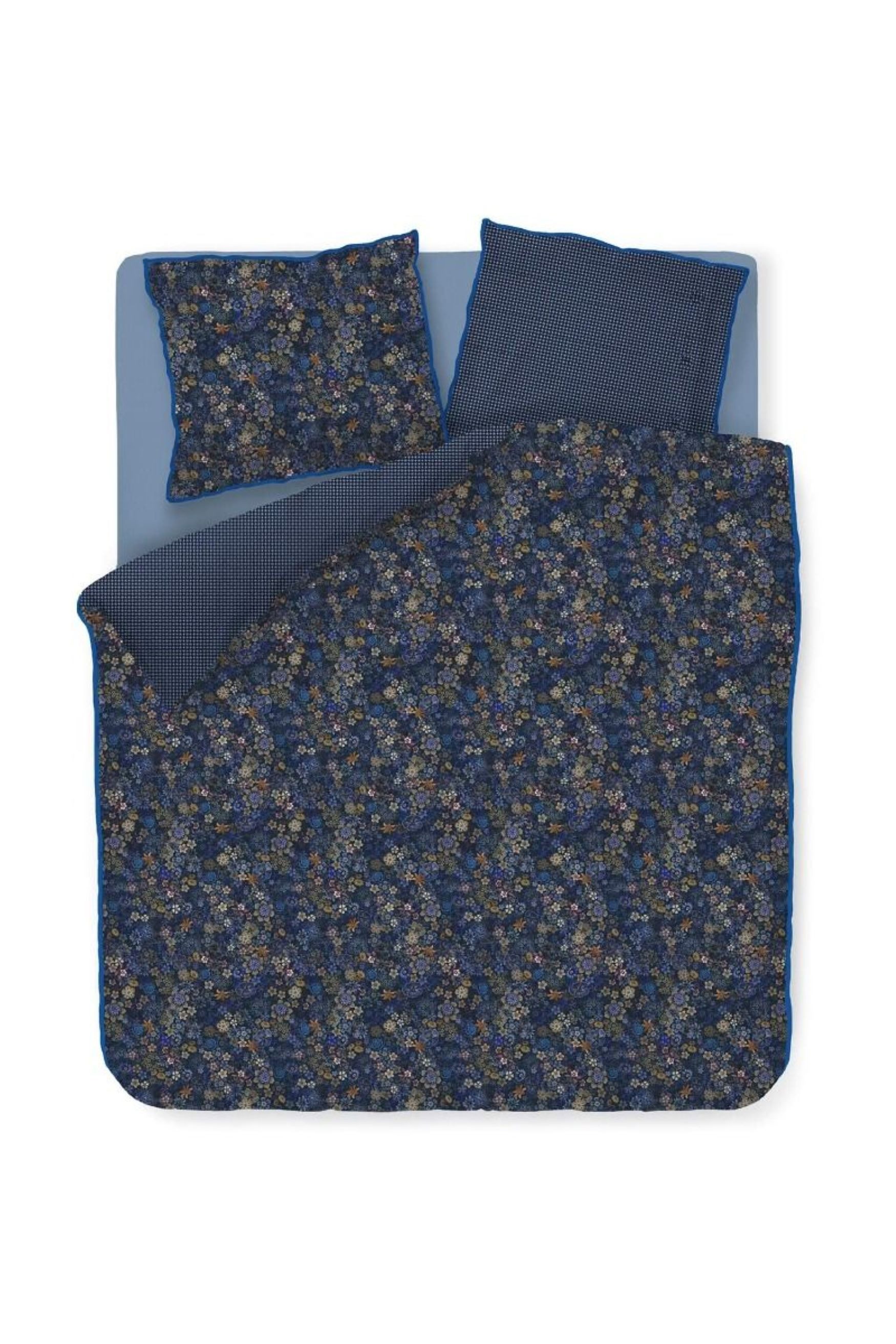 PiP Studio Bettwäsche PIP Studio Perkal Bettwäsche 135x200 Tutti i Fiori Dark Blue Blümchen, Perkal, 2 teilig, für den Sommer und Winter, kuschelig weich