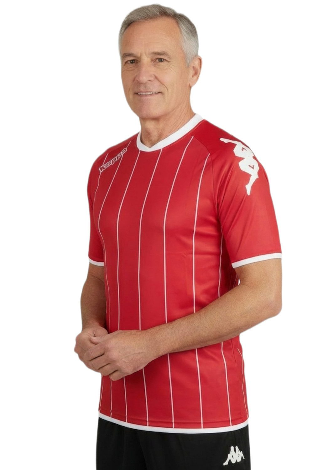 Kappa Fußballtrikot Arezzo Trikot Sportshirt mit Längsstreifen und Kontrasteinfassungen