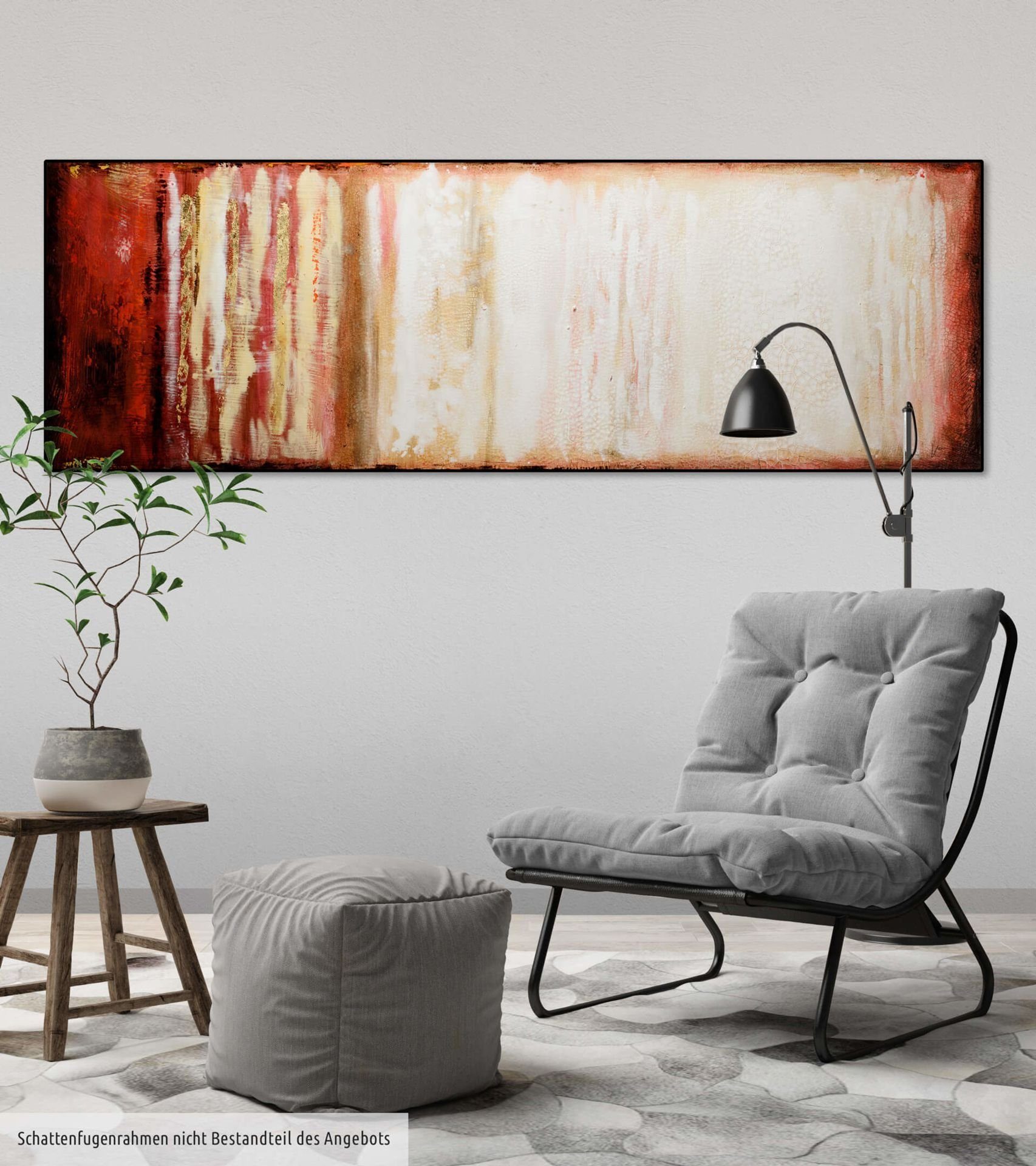 KUNSTLOFT Gemälde Vagile Wohnzimmer Leinwandbild 150x50 cm, 100% Wandbild HANDGEMALT Virtuosität