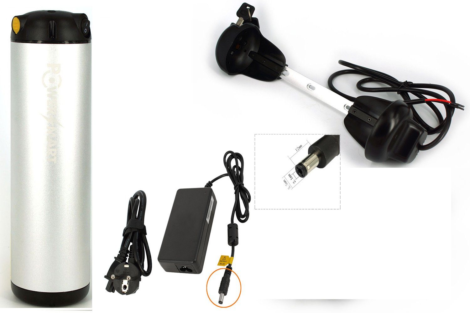PowerSmart® 36V 8700mAh E-Bike Trinkflaschen Akku für Elektrofahrrad Pedelec Ebike mit Halterung 