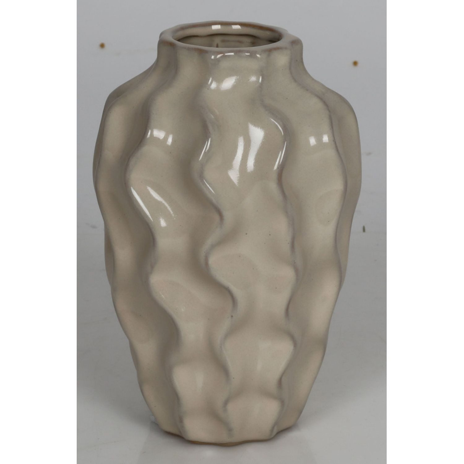 BURI Tischvase 8x Tischvasen Wellen Keramik Übertopf Blumen Dekoration Töpfe Rosen