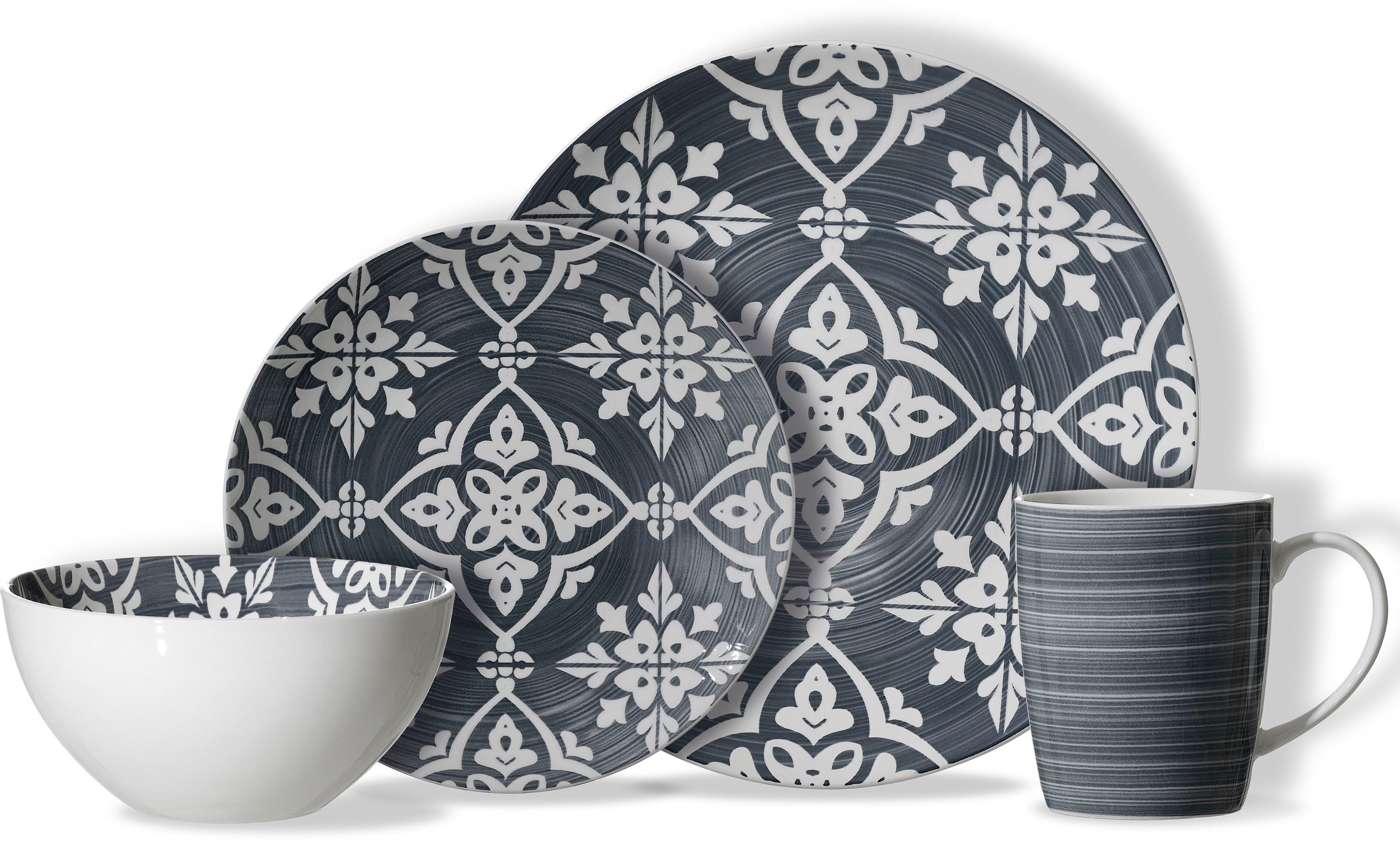 Ritzenhoff & Breker Kombiservice Salina (16-tlg), 4 Personen, Porzellan, Geschirr-Set, Ornament-Dekor