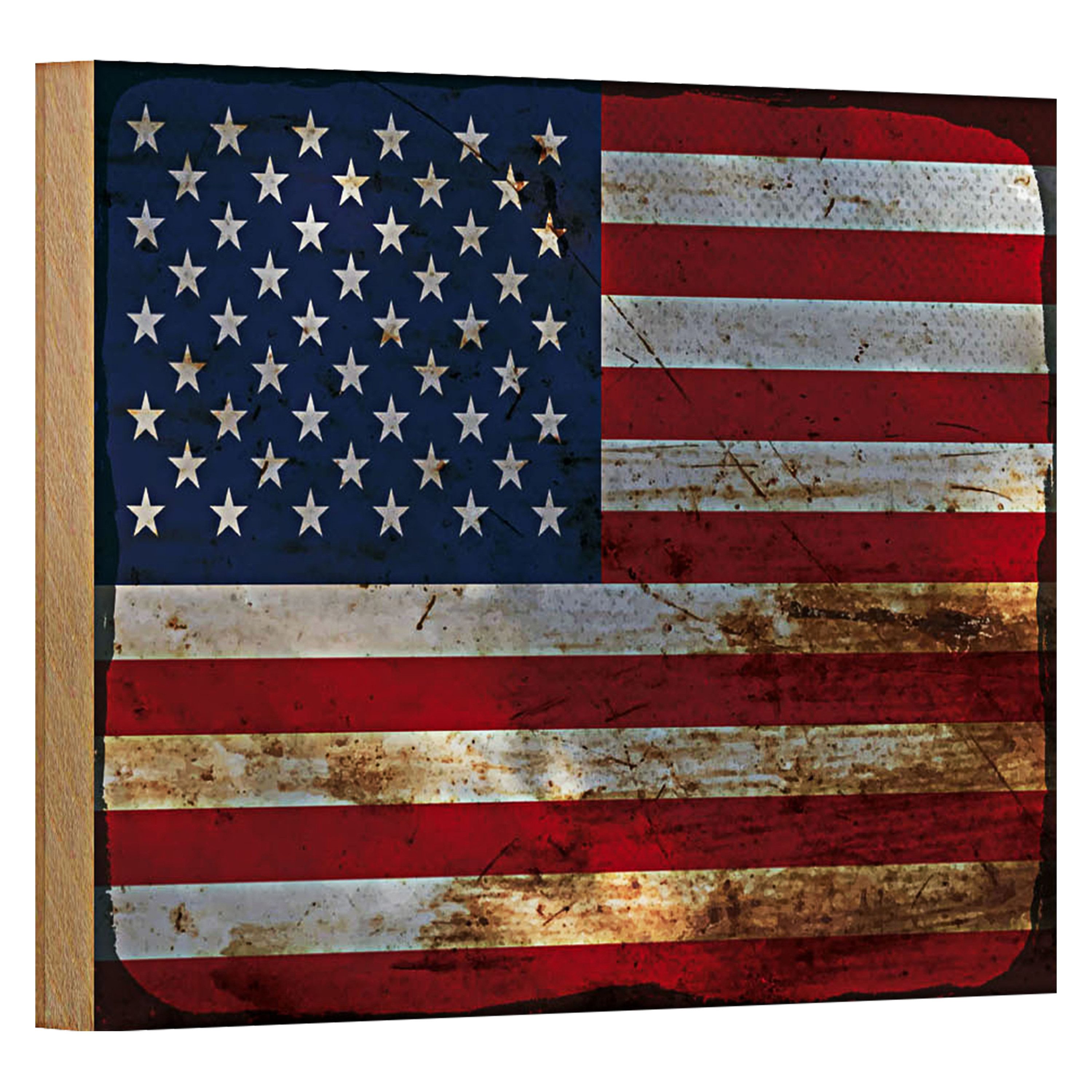 Roomando Holzbild Flagge Vereinigte Staaten 18x12cm States Rost