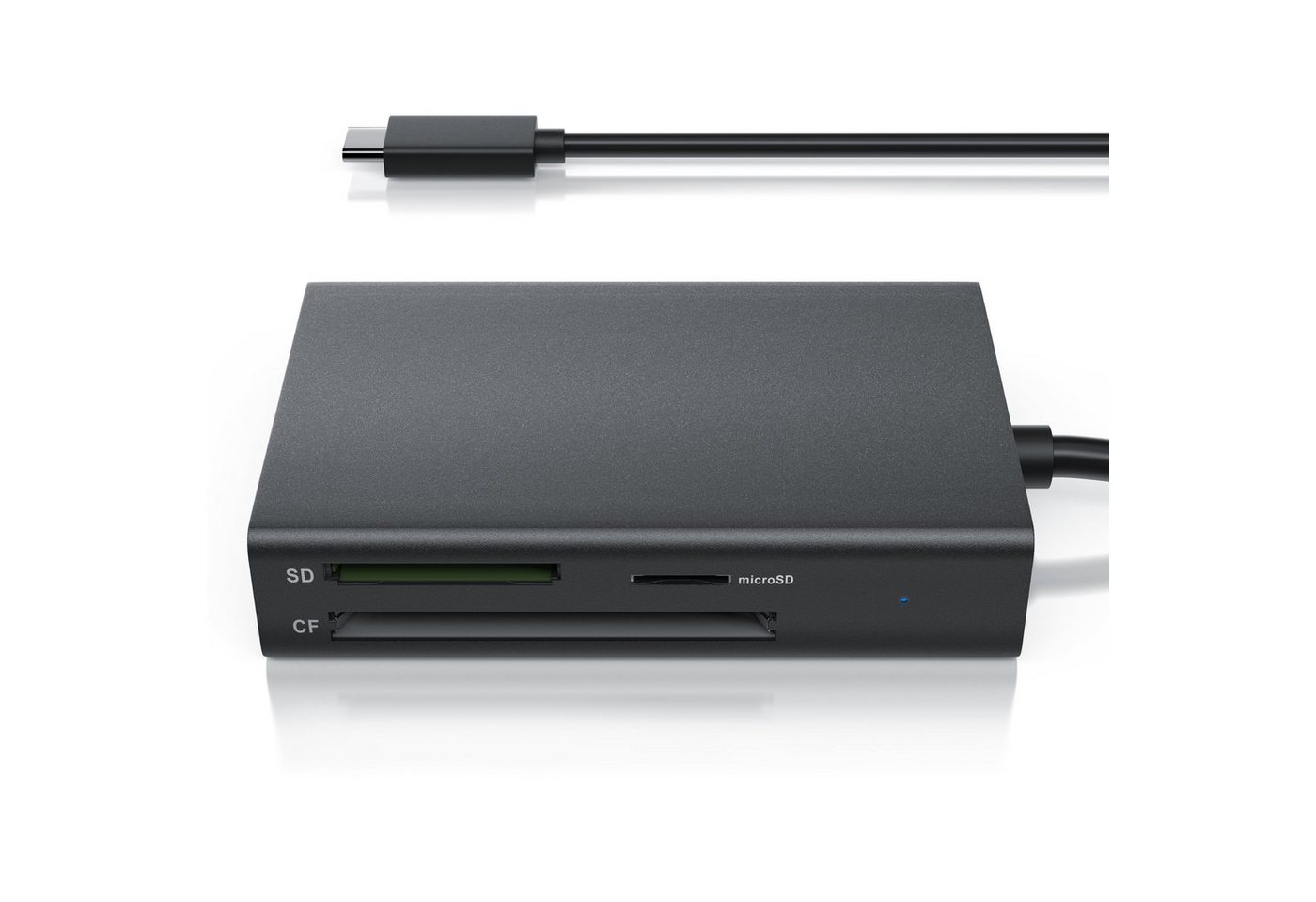 CSL USB-C Kartenlesegerät inkl. USB Kabel 3 in 1 Kartenleser mit USB 3.2 USB-Adapter USB-C, Speicherkartenleser für SD, SDHC, SDXC, MicroSD, MicroSDHC, Micro SDXC
