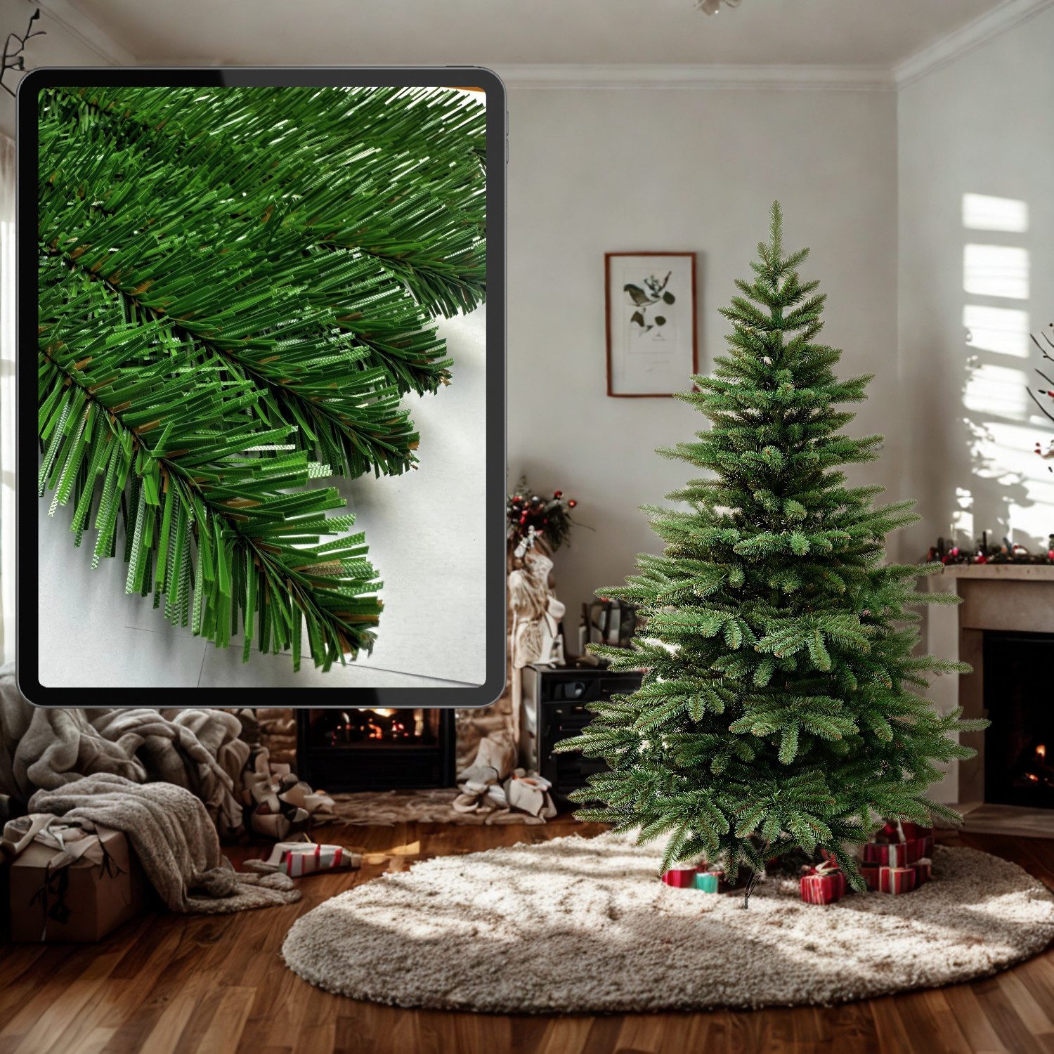 Virpol Künstlicher Weihnachtsbaum Höhe 150cm/190cm/220cm/250 cm, Spanische Tanne, Weihnachtsbaum Künstliche Spanische Tanne Tannenbaum – Bild 5 von 5