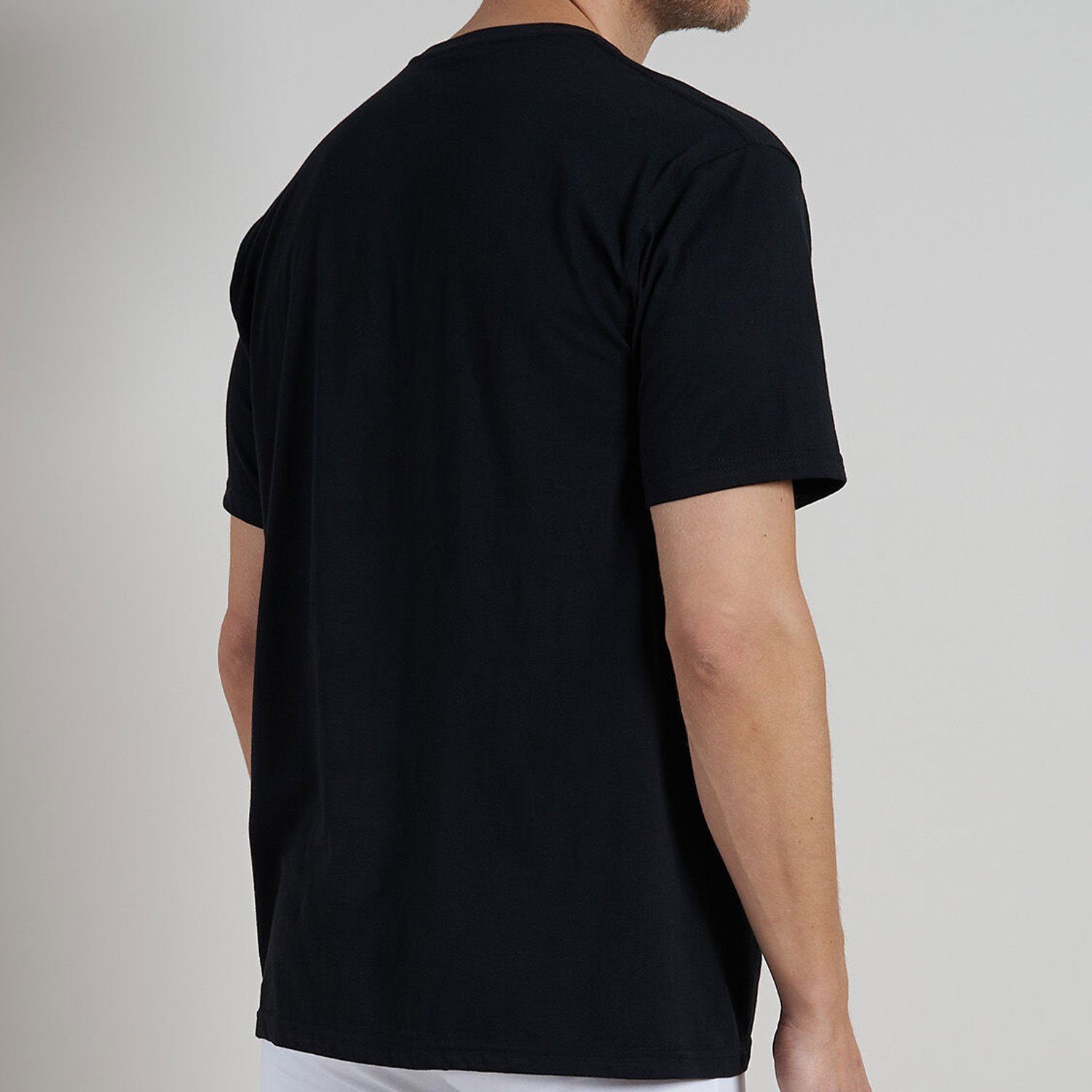 Rundhalsausschnitt, Schwarz CECEBA uni, im Pure Pack Cotton T-Shirt (2-tlg) kurzarm, 2er