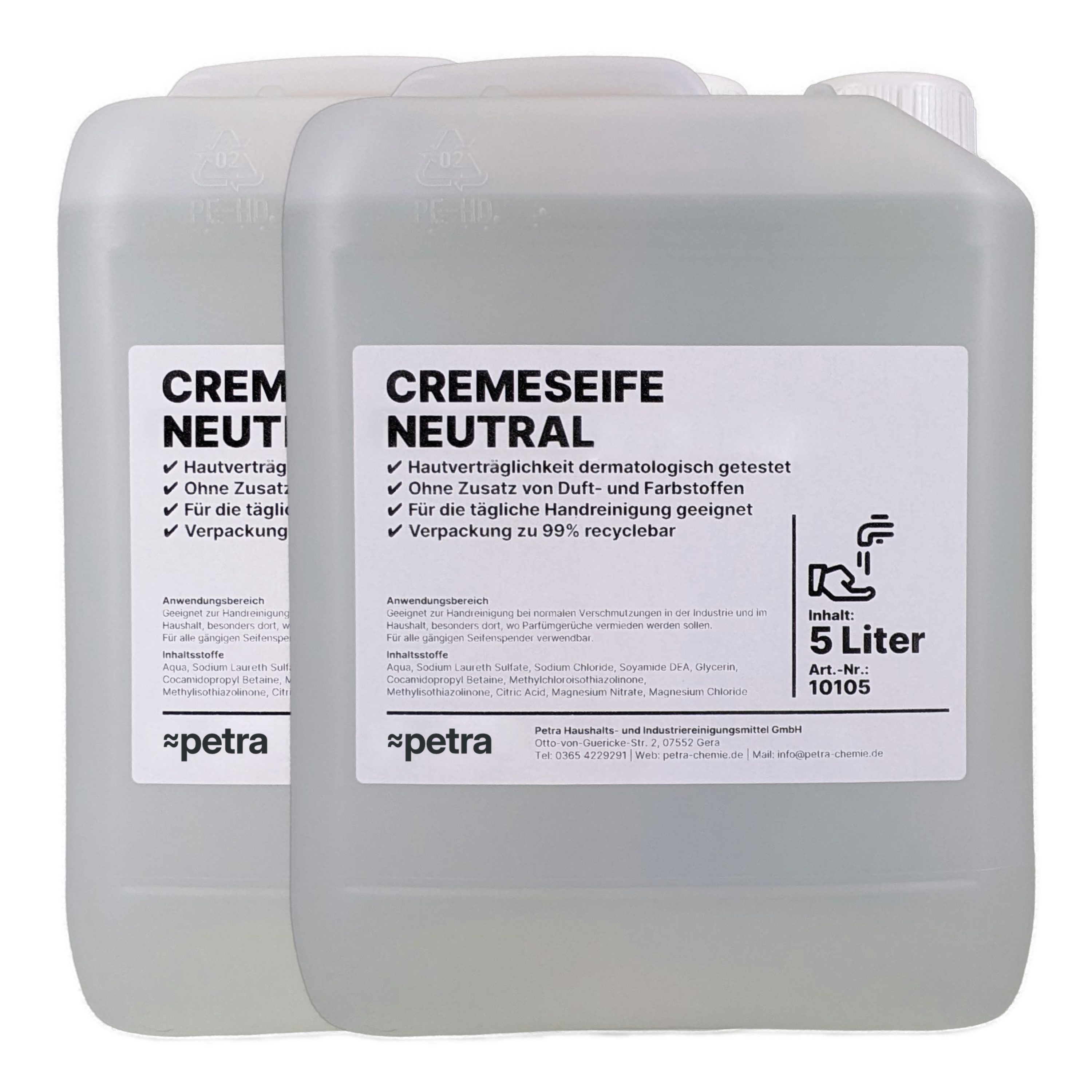 Flüssigseife Cremeseife Neutral [2 × 5 Liter Kanister]