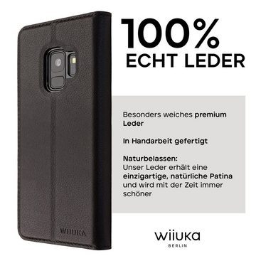 wiiuka Handyhülle suiit Hülle für Samsung Galaxy S9, Klapphülle Handgefertigt - Deutsches Leder, Premium Case