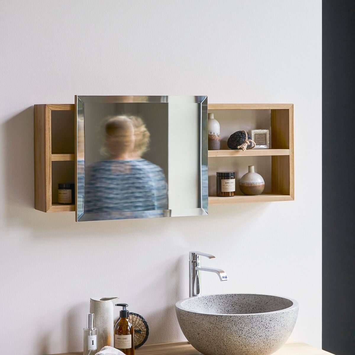 Tikamoon Wandregal Badspiegel Spiegel mit Ablagefläche Badezimmer Tea