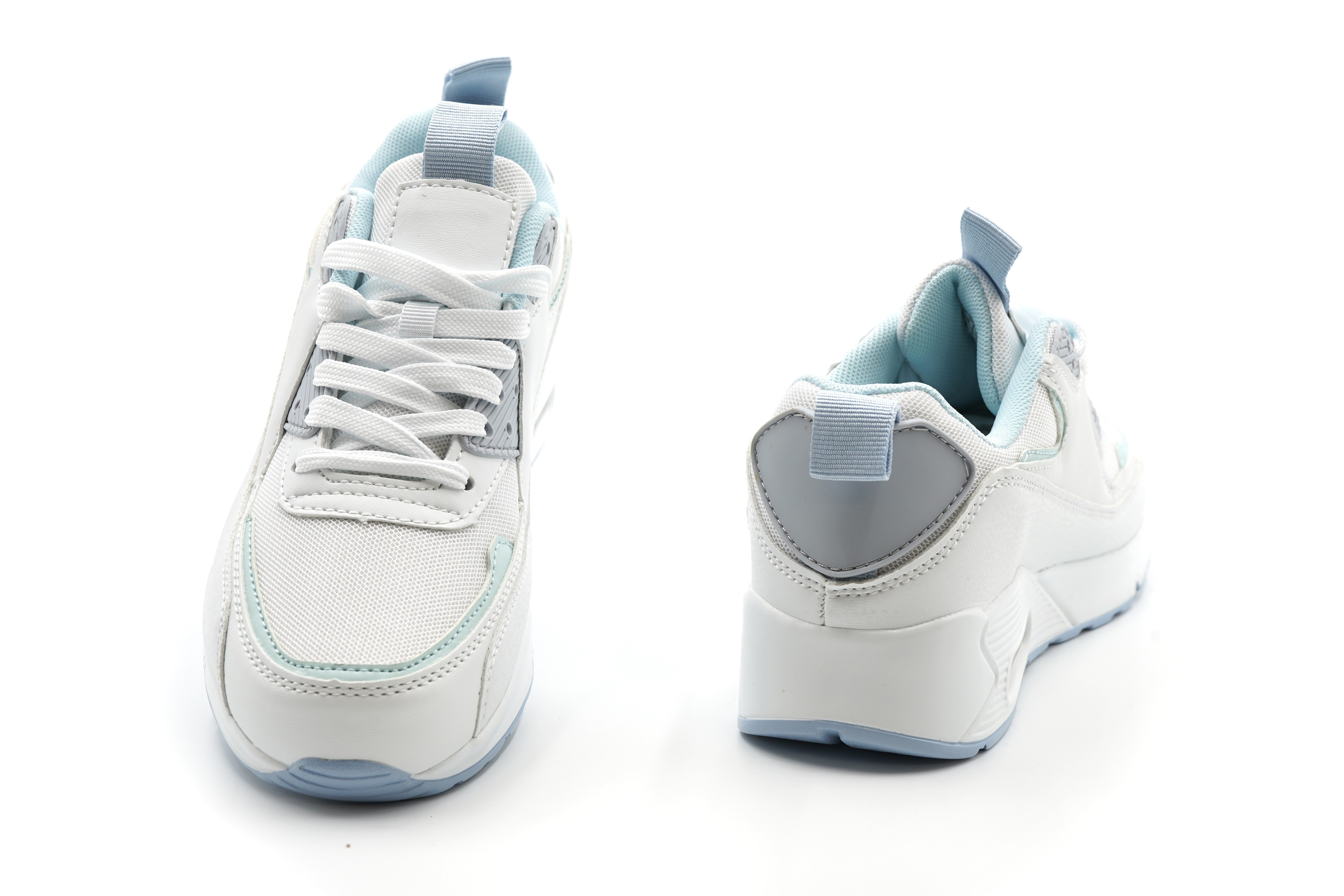 Sonderpostendiscount Damenschuhe Sneaker mit Luftpolster Modell 131-040 White/Blue Sneaker Luftpolster