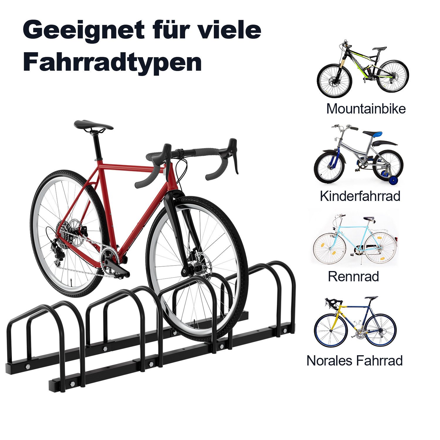 Clanmacy Fahrradständer Radständer Boden- und Wandmontage, aus Verzinkter Stahl, Verwendbare Reifenbreite: 3,5-5,5 cm