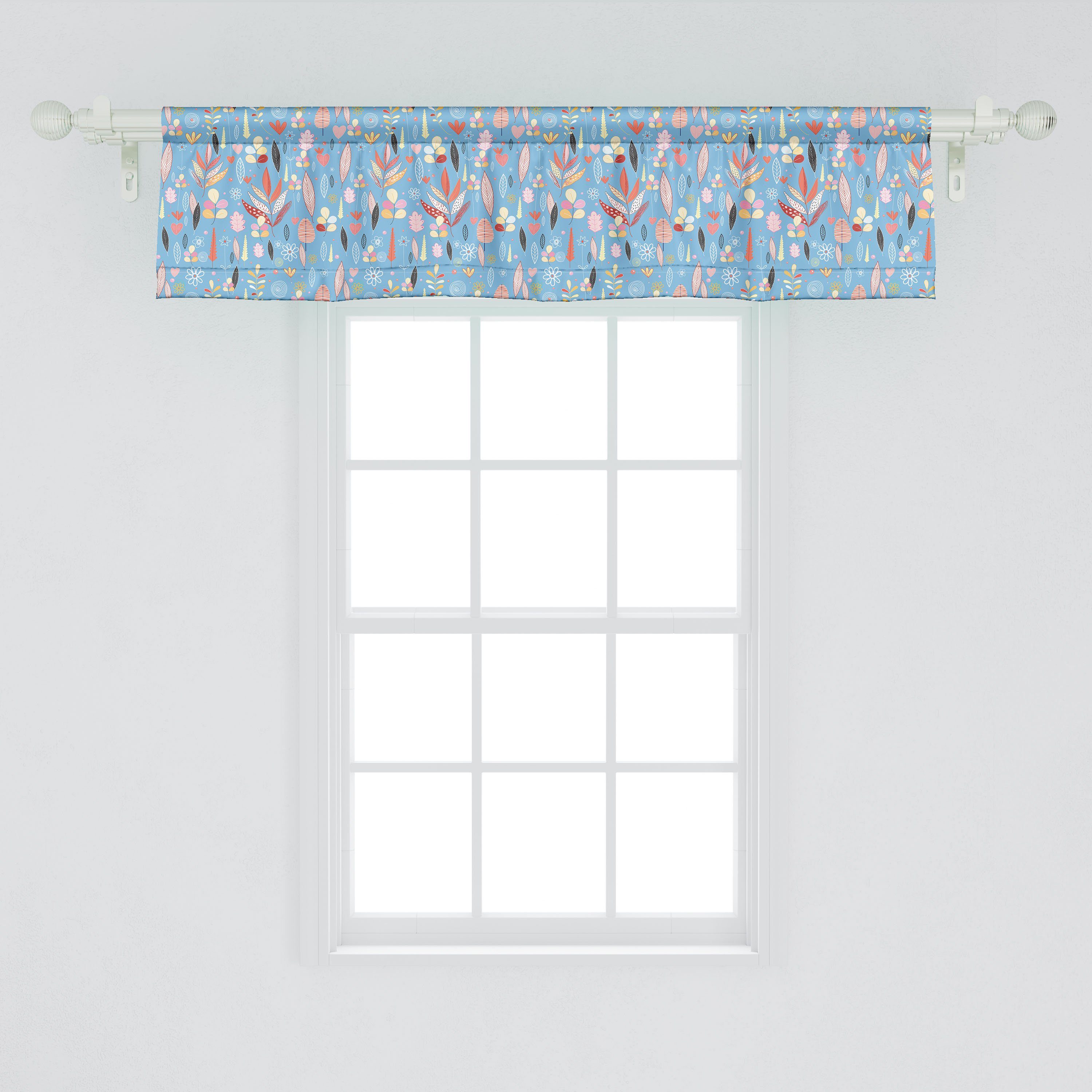 Scheibengardine Vorhang Schlafzimmer Bunt Volant mit Abakuhaus, Autumn Garden Stangentasche, Leaves Microfaser, Küche für Dekor