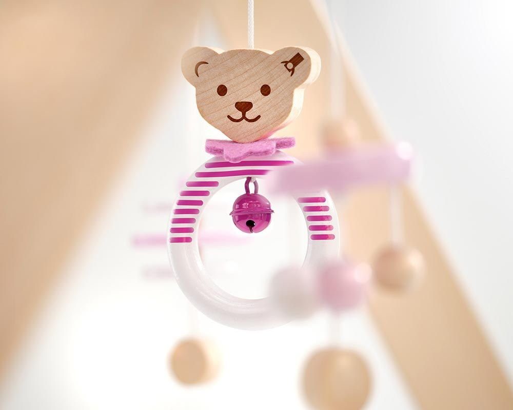 Selecta Greifling Steiff by Selecta Exklusic Holz Spieltrapez rosa Knopf im Ohr 64306