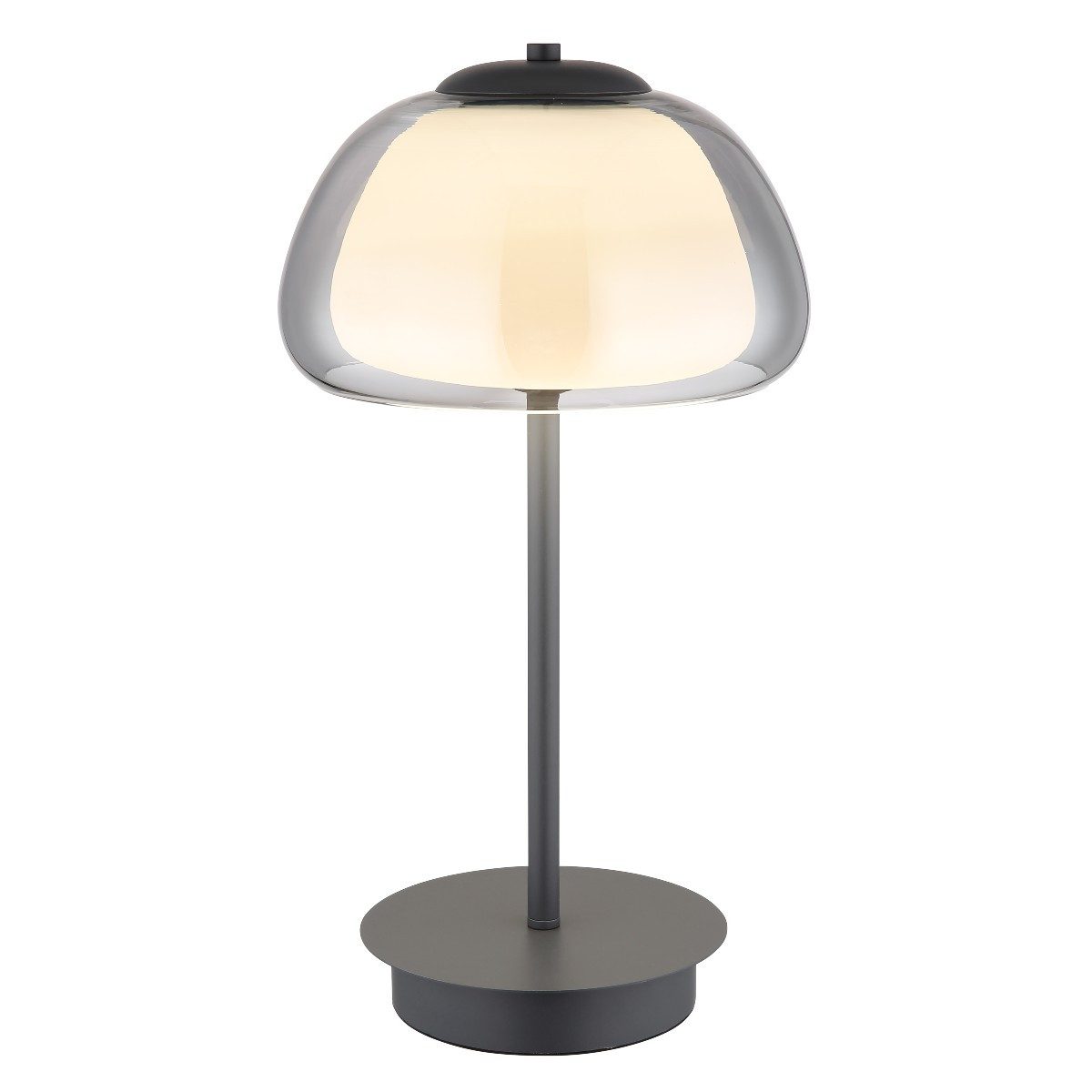 GLOBO LIGHTING LED Tischleuchte Haakon, LED fest integriert, Warmweiß, Glasschirm Opal/Rauch, gemütliches Stimmungslicht, blendfrei