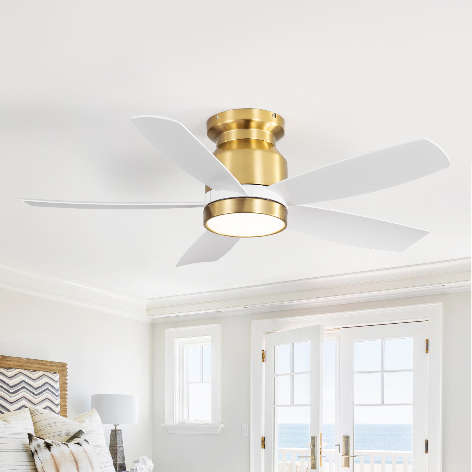 Sofucor Deckenventilator mit 5 Flügeln und Beleuchtung, moderner Deckenventilator 106,5 cm, 6 Geschwindigkeitsstufen, Timer (1/4/8h)
