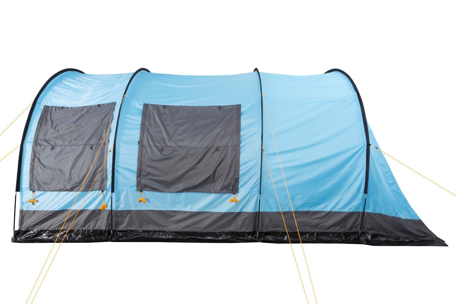 CampFeuer Tunnelzelt Zelt Relax6 für 6 Grau, 5000 / mm Wassersäule, Hellblau Personen, 6 Personen
