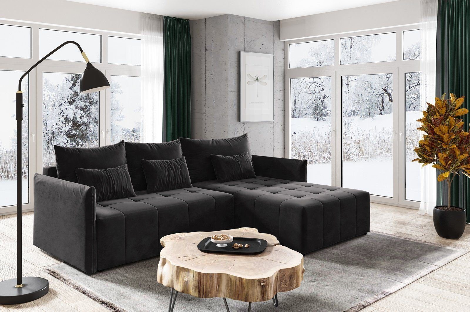 Sofnet Ecksofa Leno L, mit Schlaffunktion und Bettkasten, L-Form Couch, Polstersofa, Schlafsofa mit Wellenfeder Kronos 07