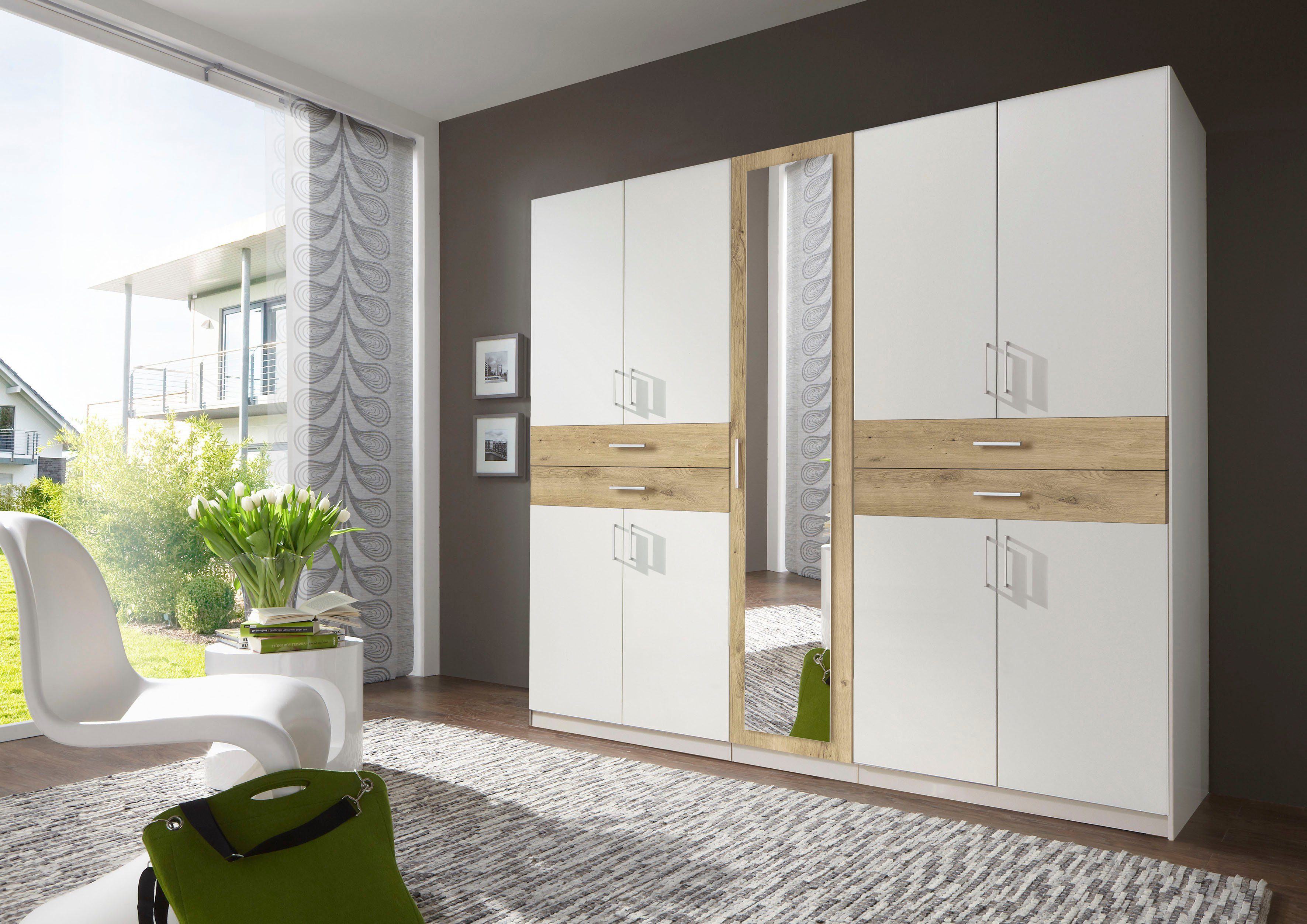 Wimex Kleiderschrank Taiga Kleiderschrank mit Spiegel mit Schubladen auf bequemer Höhe, Garderobe Schlafzimmerschrank – Bild 2 von 5