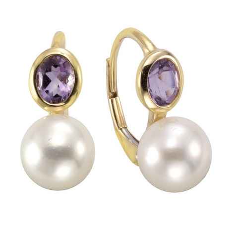 Vivance Paar Ohrhänger 333/- Gelbgold mit Amethyst/Perle