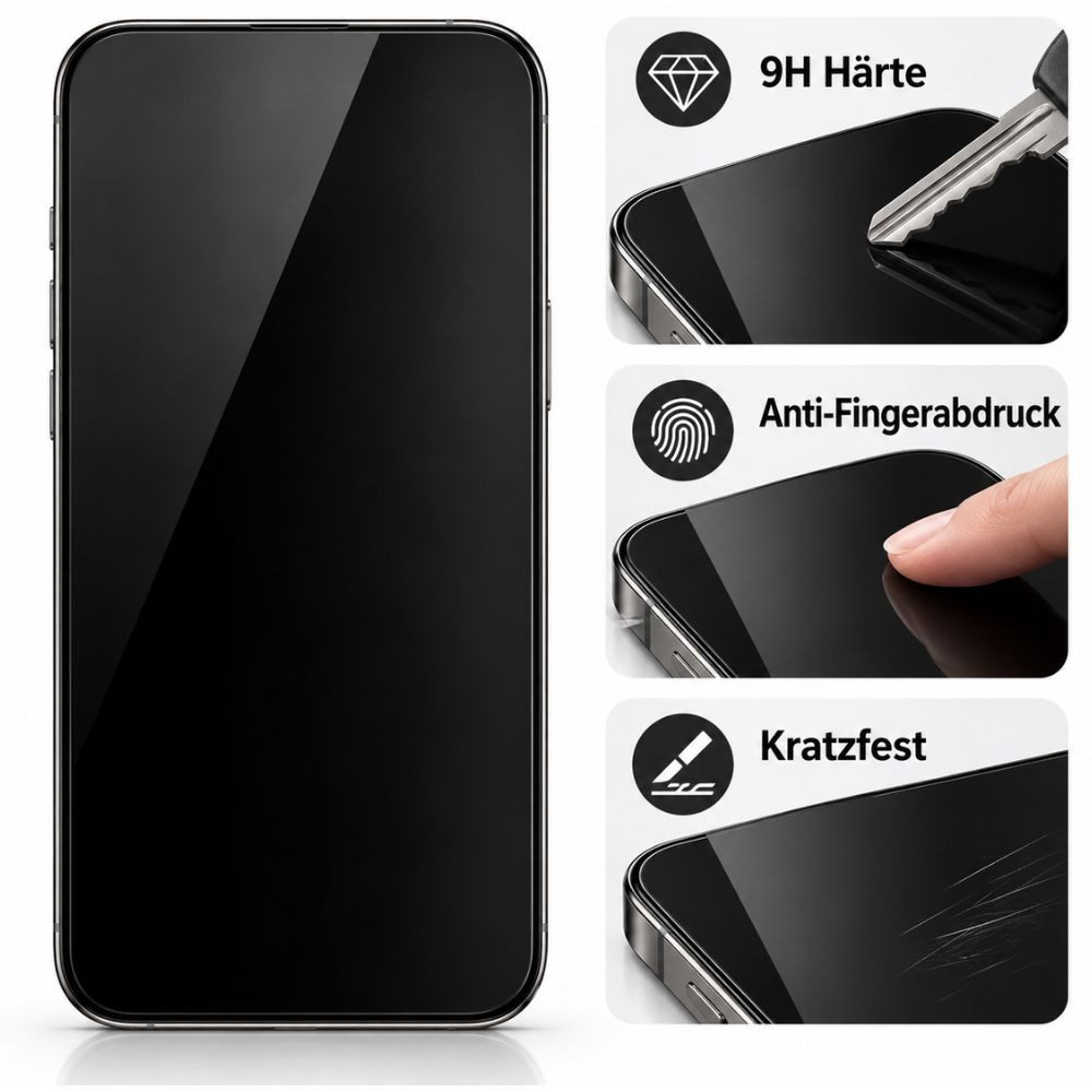 LIVINO Sichtschutzfolie 5x Privacy Panzerglas iPhone 18 Pro Max Sichtschutz Schutzfolie, (5er Panzerglas Set, Displayschutz Zubehör Set), Privacy Sichtschutz, 9 – Bild 3 von 5