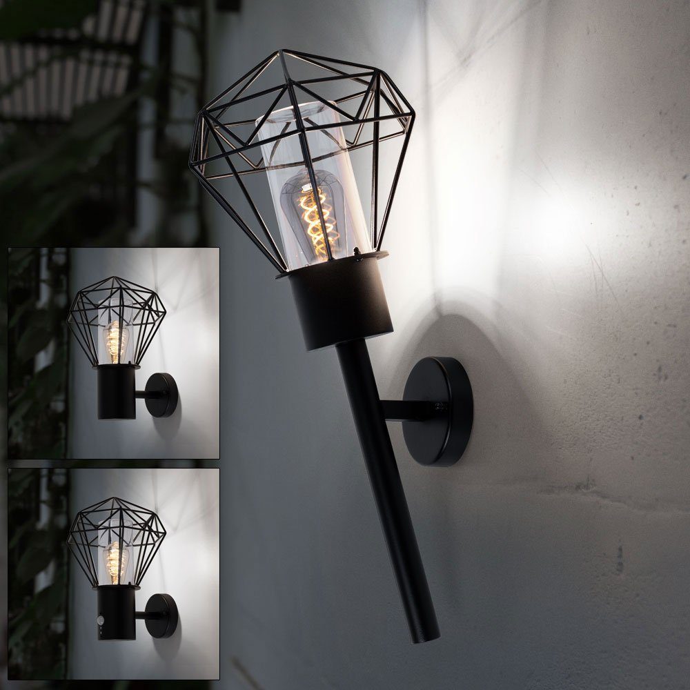etc-shop Außen-Wandleuchte, Leuchtmittel nicht Außenleuchte inklusive, Wandleuchte Gartenlampe IP44 schwarz