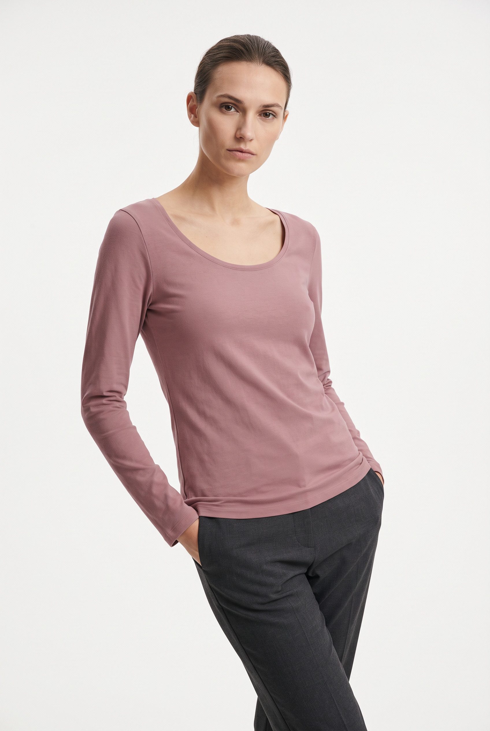 Vero Moda Langarmshirt VMMAXI MY LS SOFT LONG U-NECK NOOS Baumwollmischung, regular fit