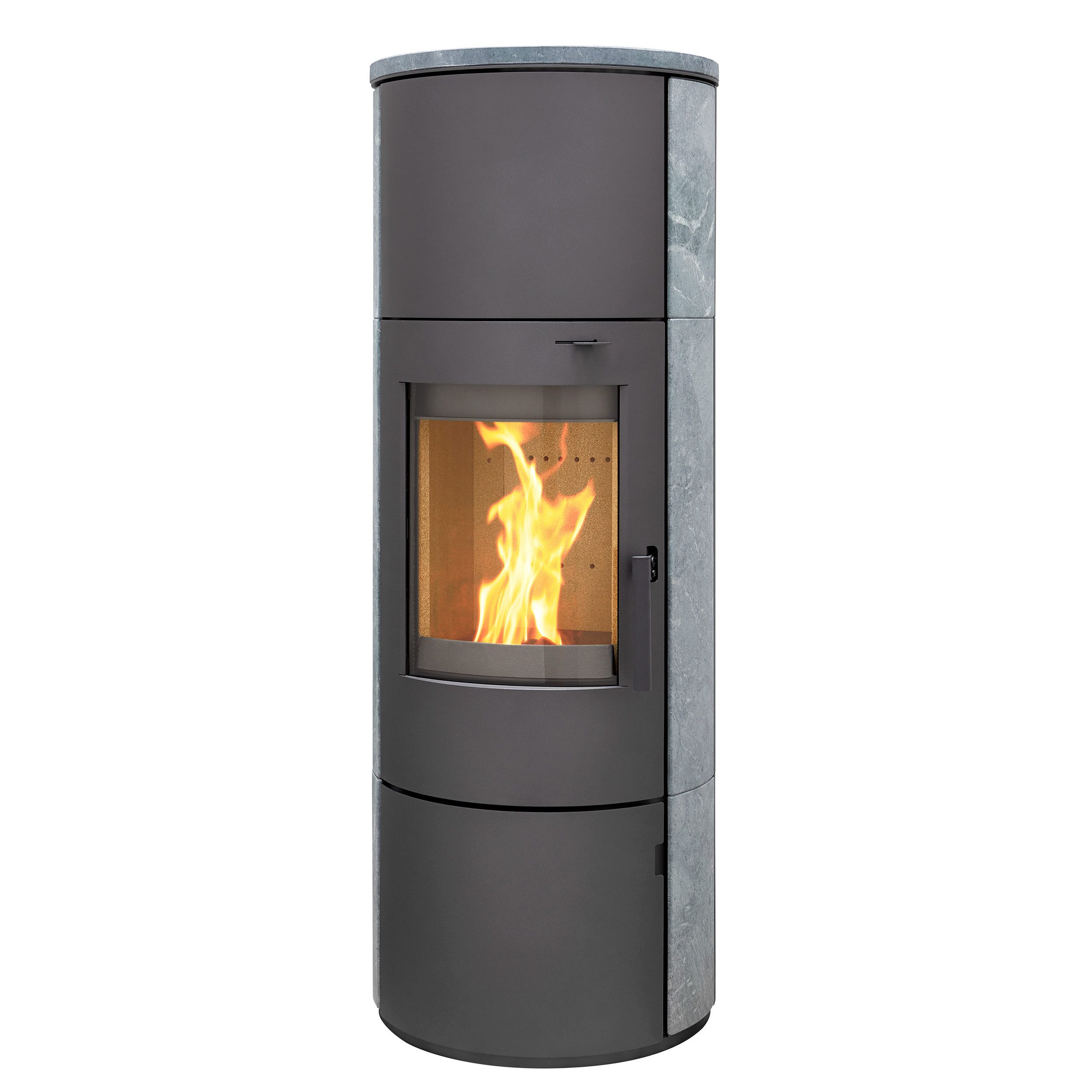 Thermia Kaminofen München XL Stahl gussgrau Speckstein, 7 kW, Dauerbrand