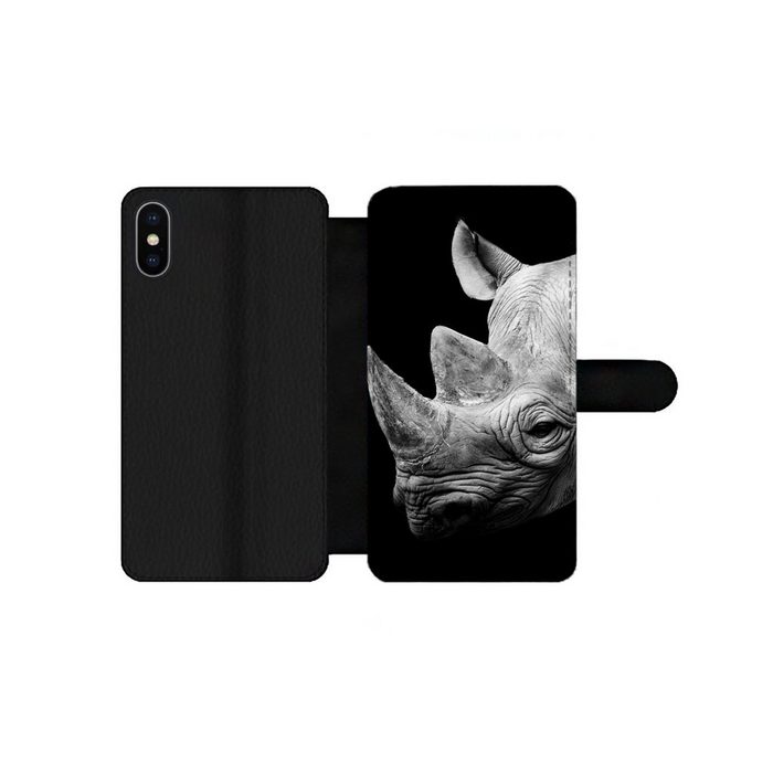 MuchoWow Handyhülle Tiere - Nashorn - Schwarz - Weiß - Porträt Handyhülle Telefonhülle Apple iPhone Xs Max