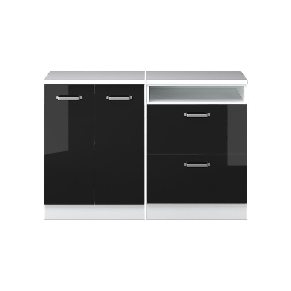 Vicco Unterschrank R-Line, Schwarz Hochglanz/Weiß, 120 cm 2er Set Schrankkorpuss 60 c... (2-St)