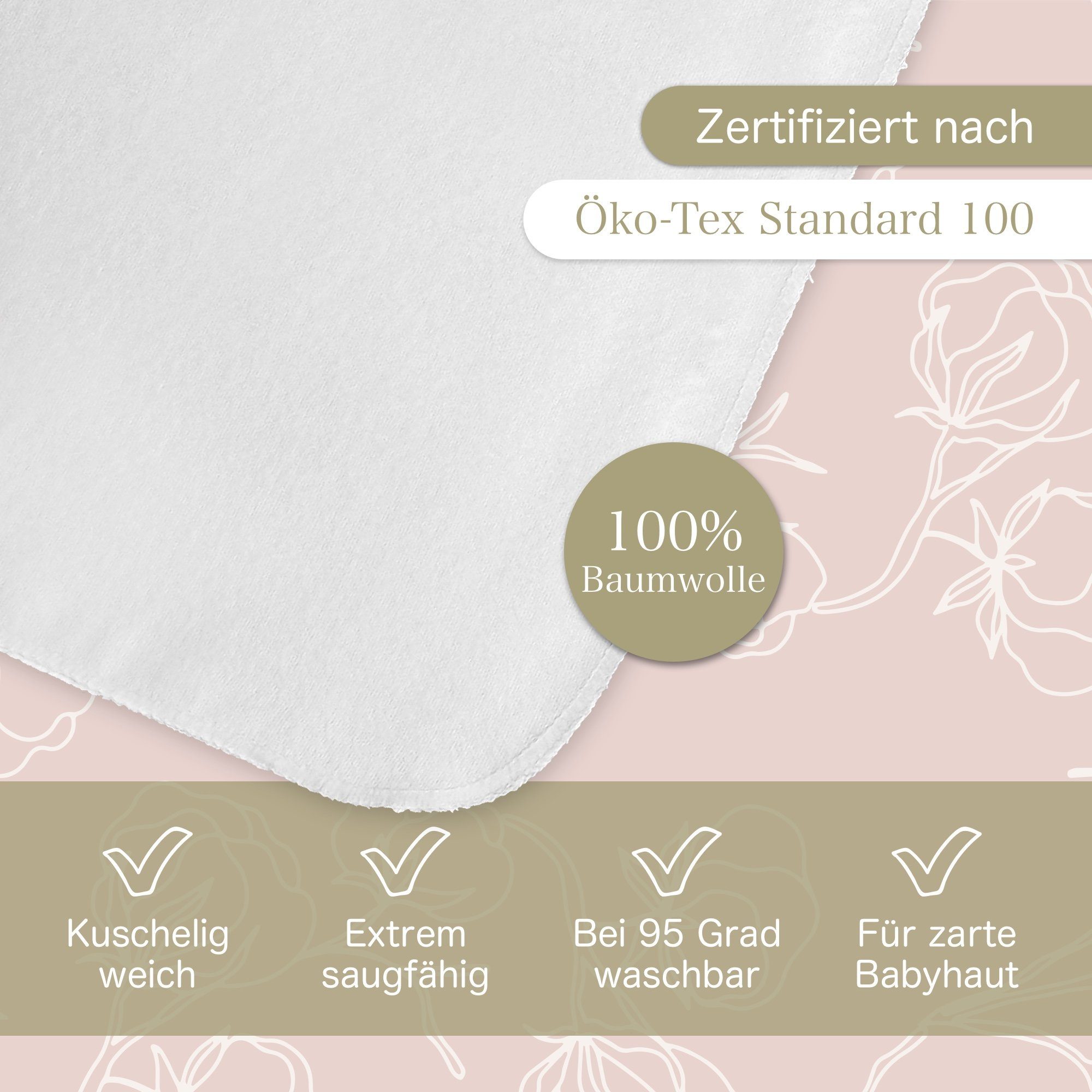 KiGATEX Stoffwindeln Moltontuch 80x80 cm 100% Baumwolle (Sparset, 5er Pack), weich und hautsympatisch, OEKO-TEX® zertifiert