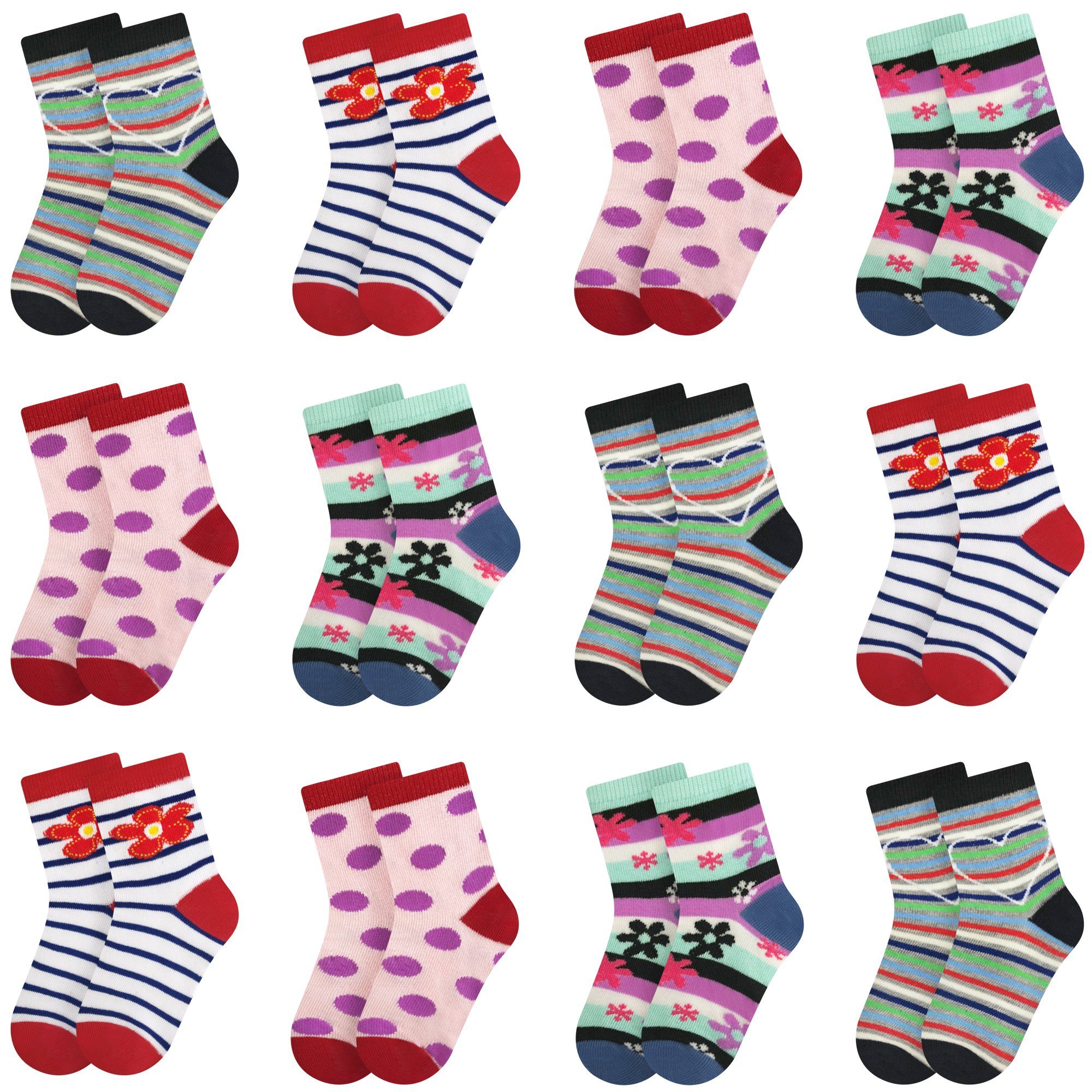 L&K-II Langsocken 2803-2809 (Beutel, 10/12 Paar) Mädchen Socken aus Baumwolle