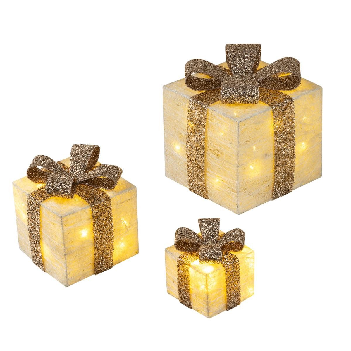 Bambelaa! LED Dekolicht Bambelaa! Led Deko Leucht Geschenk Boxen 3er Set inkl. Timer Funktion, Gelb