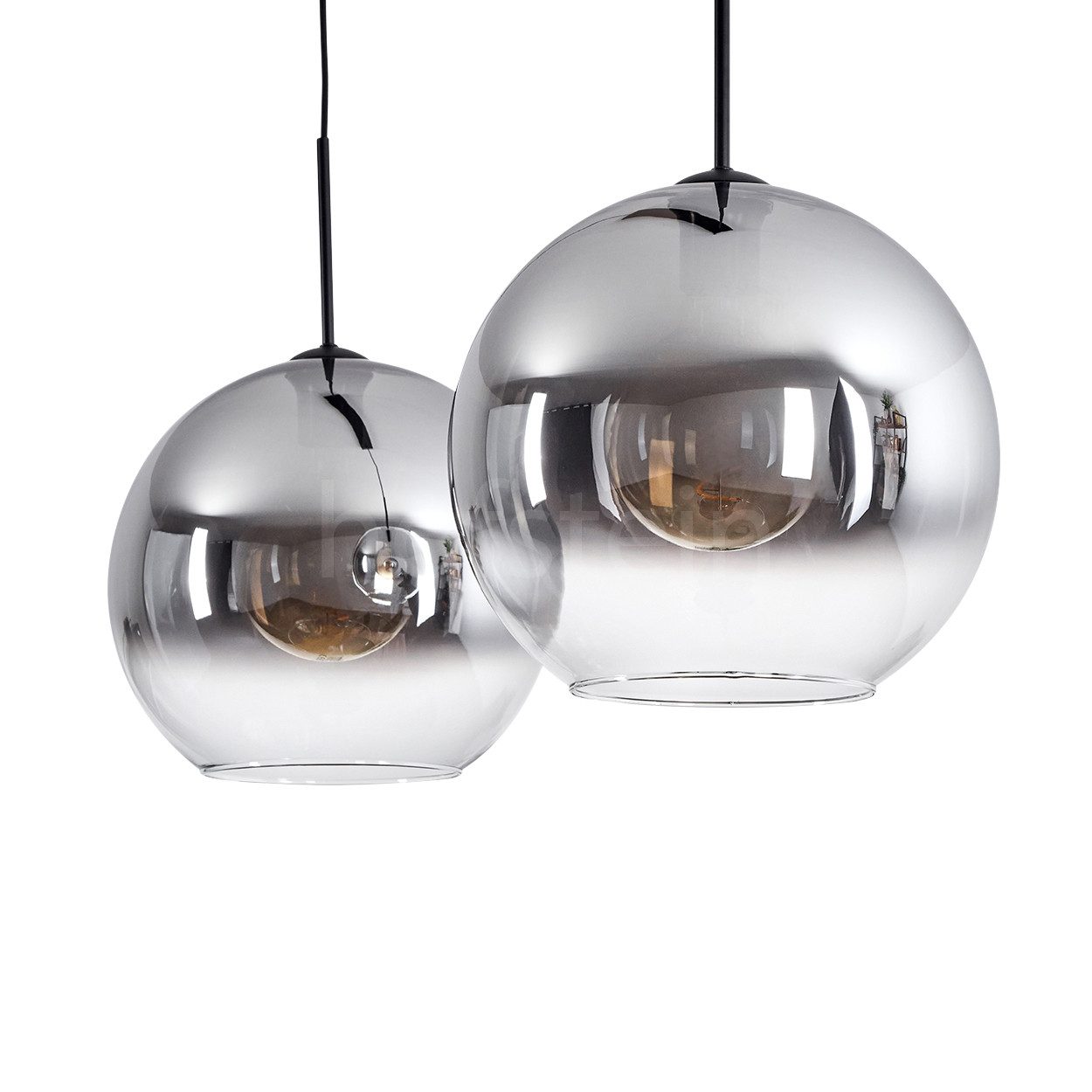 hofstein Hängeleuchte »Cesaro« Hängelampe aus Metall/Glas in Schwarz/Rauchfarben/Klar, ohne Leuchtmittel, mit Schirmen Glas, E27