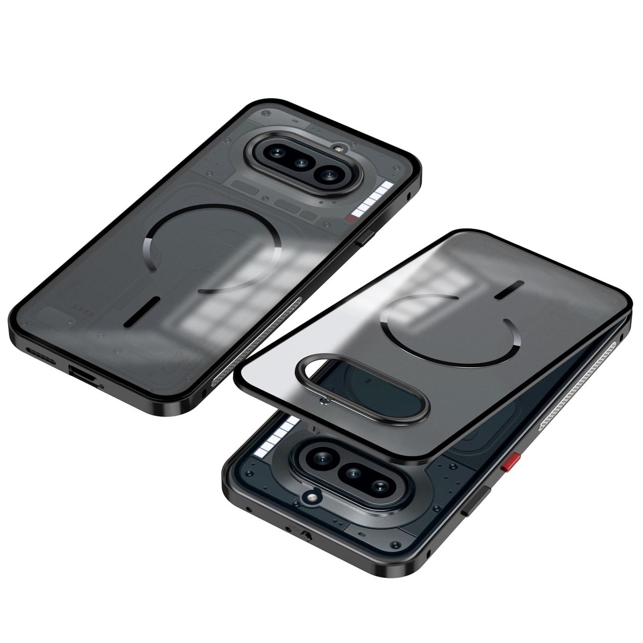 Wigento Handyhülle Metall Snap Rahmen für Nothing Phone 4a Magnetisches Mattes Schwarz 6,78 Zoll, Magnetisch, Snap Buckle