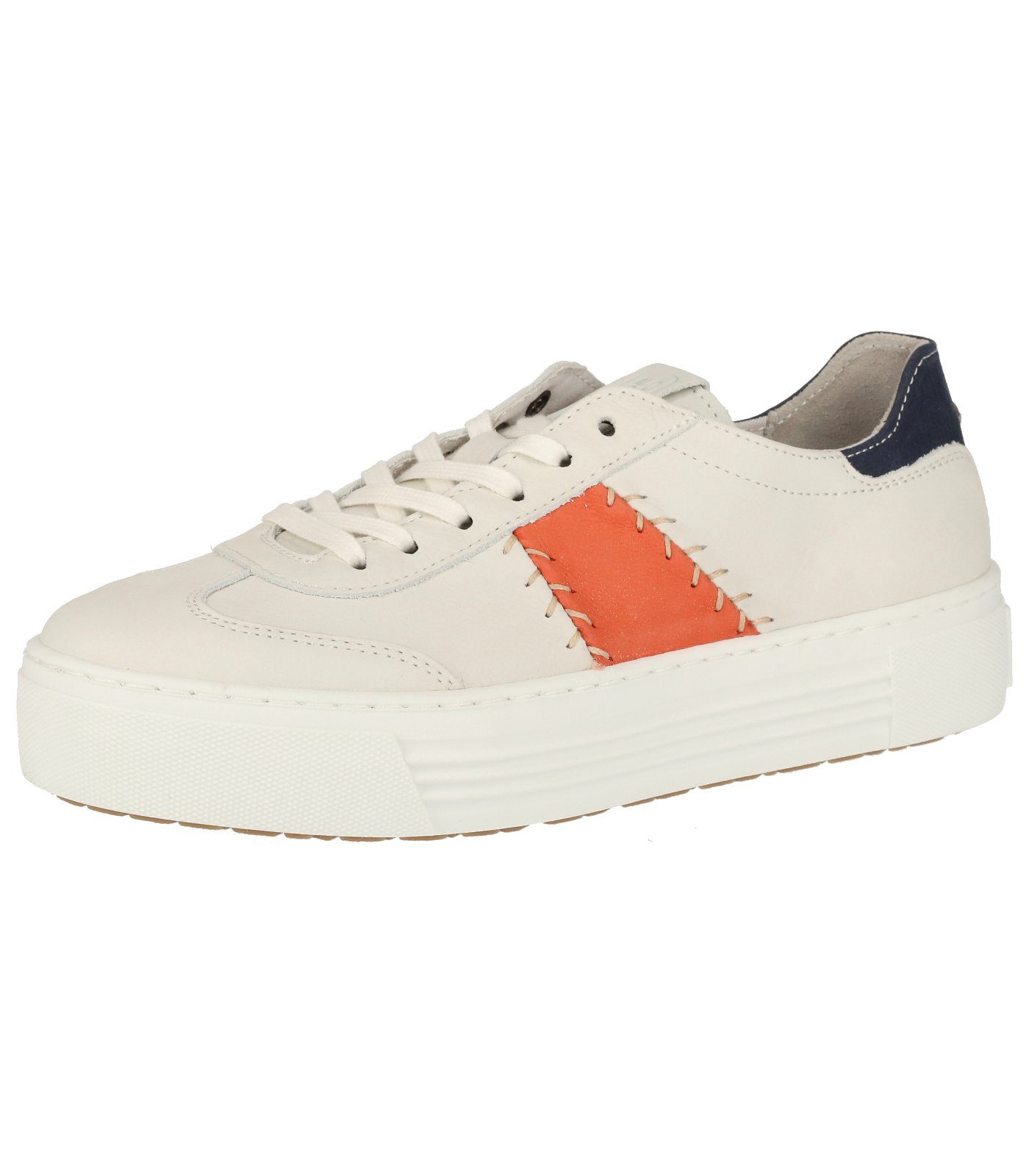 camel active Sneaker Nubukleder Plateausneaker Weiß Orange