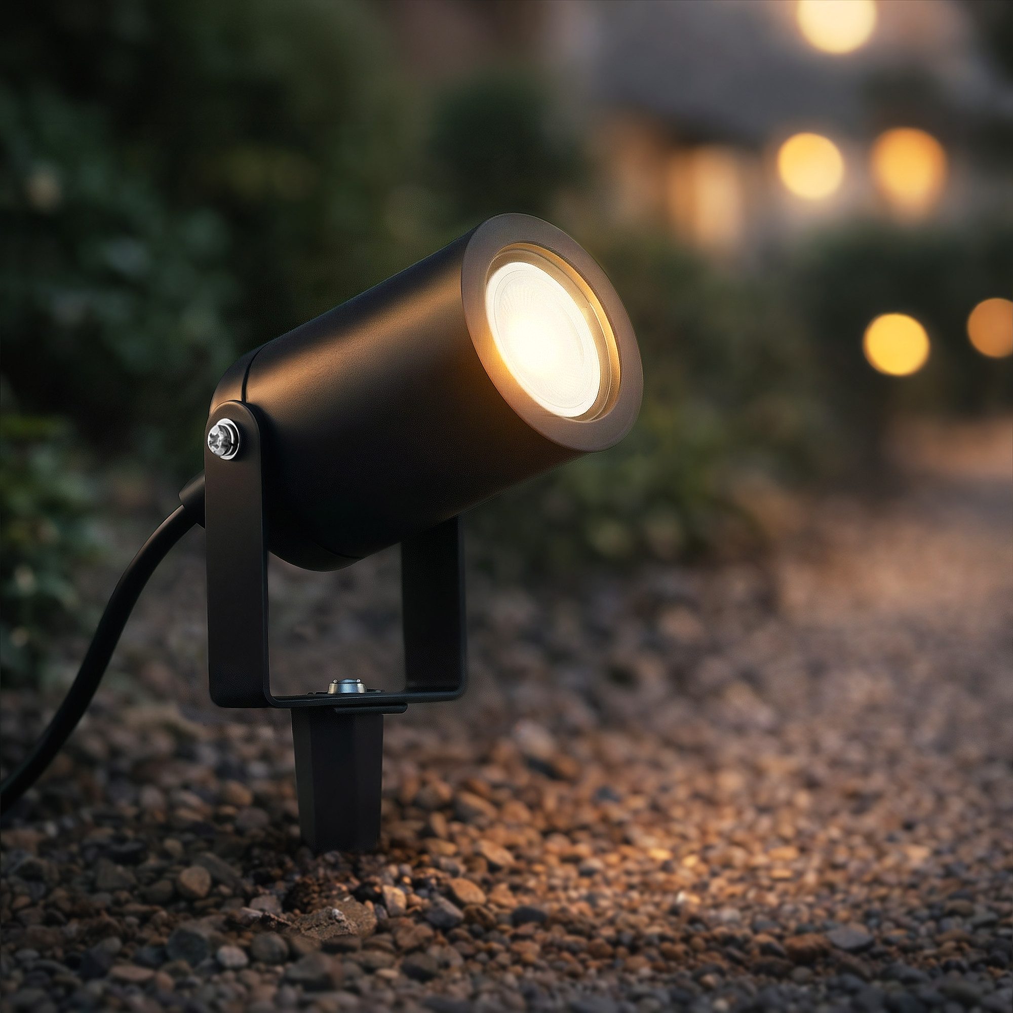 SSC-LUXon LED Gartenstrahler KALOA Gartenleuchte mit Erdspieß IP44 2W warmweiß LED GU10 Strahler, Warmweiß