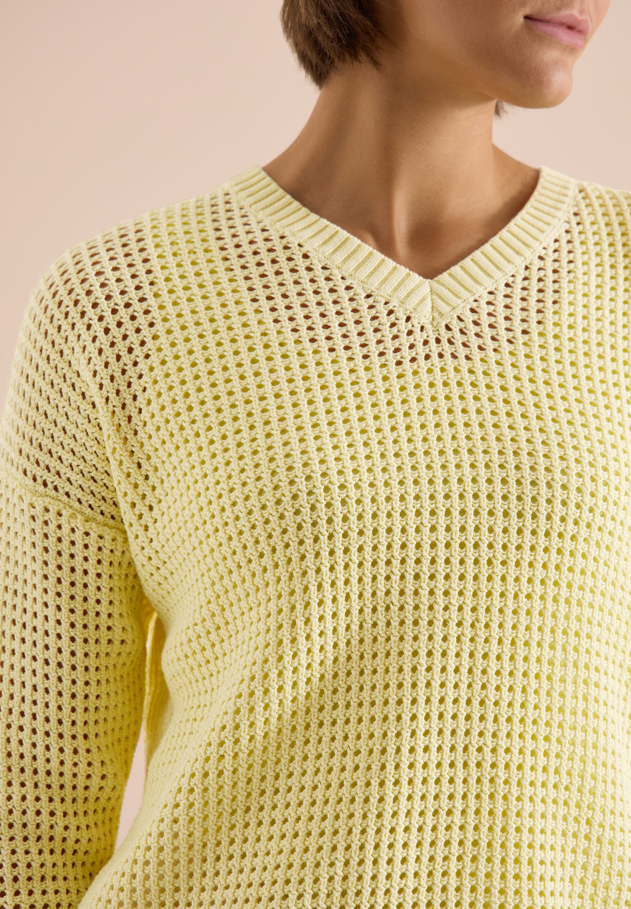 CECIL Strickpullover im Crochet-Look/moderner Sommerstrick
